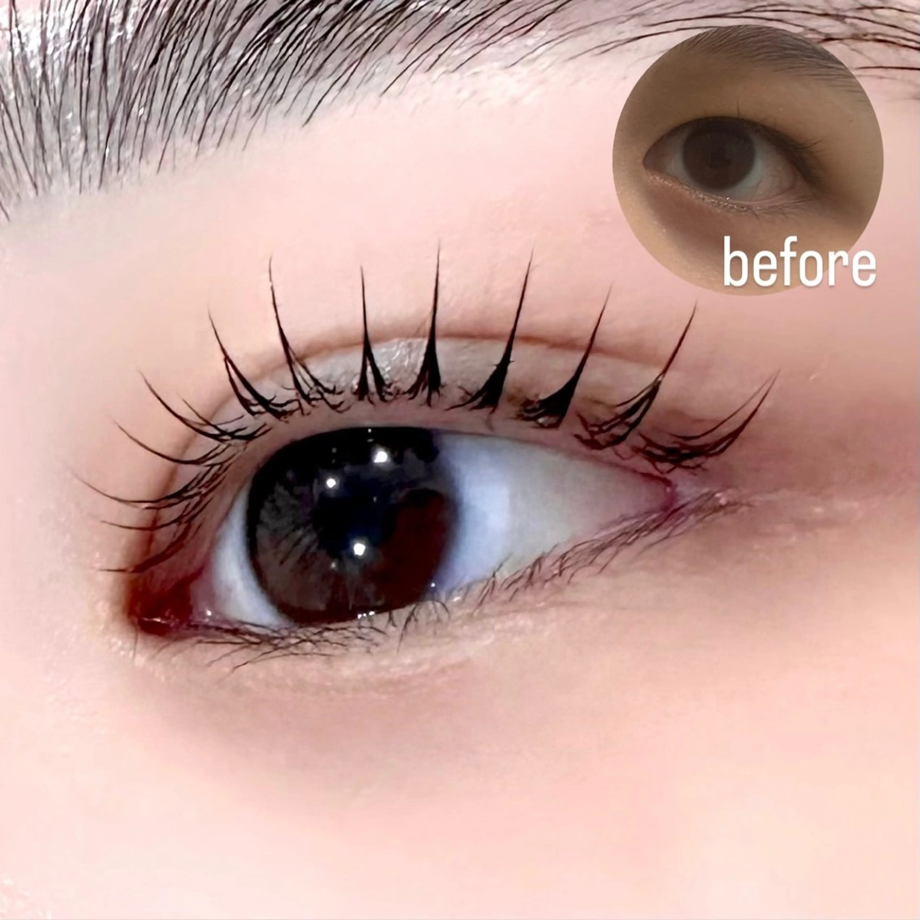 マツエク・マツパ 束感まつ毛 韓国風マツエク パリジェンヌラッシュリフト まつげパーマ 一重×まつ毛パーマ 束感まつげ｜ユキ 高評価｜堀江のマツエク・マツパデザイン