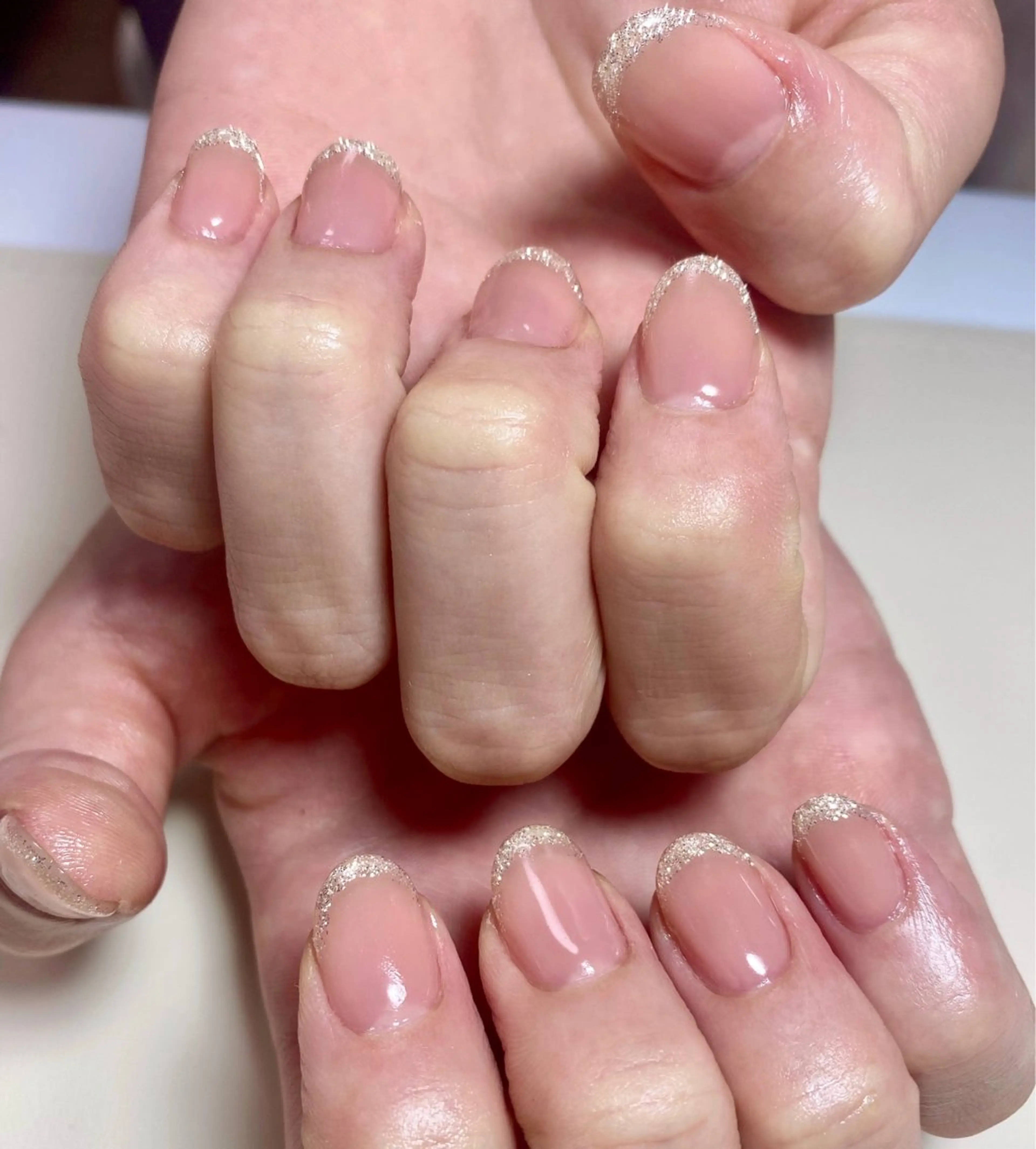 ネイル フレンチネイル ラメ(グリッター) オフィスネイル Nail Salon K 🧸美爪育成のネイルデザイン