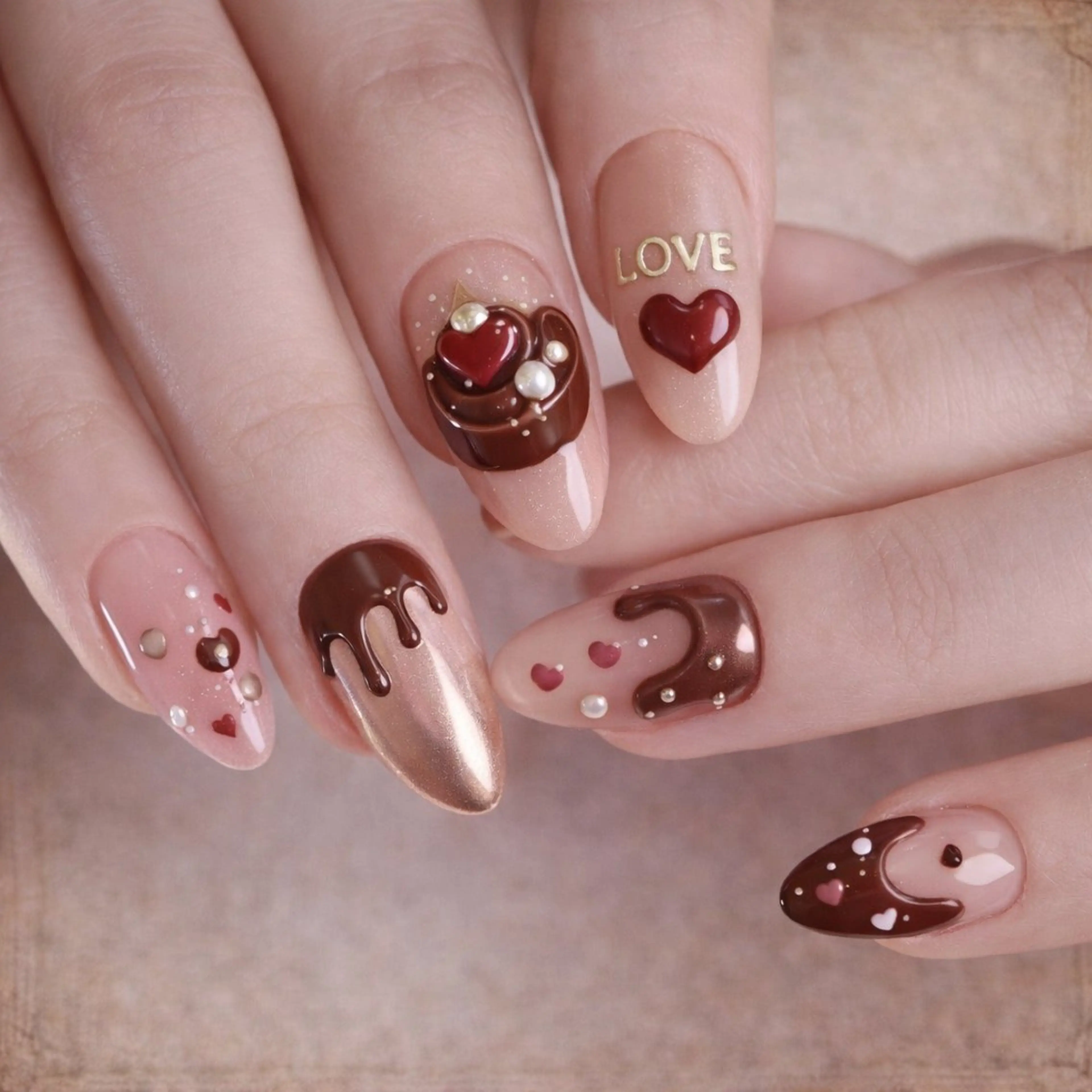 ネイル バレンタイン ハンドネイル Roger 舞のネイルデザイン