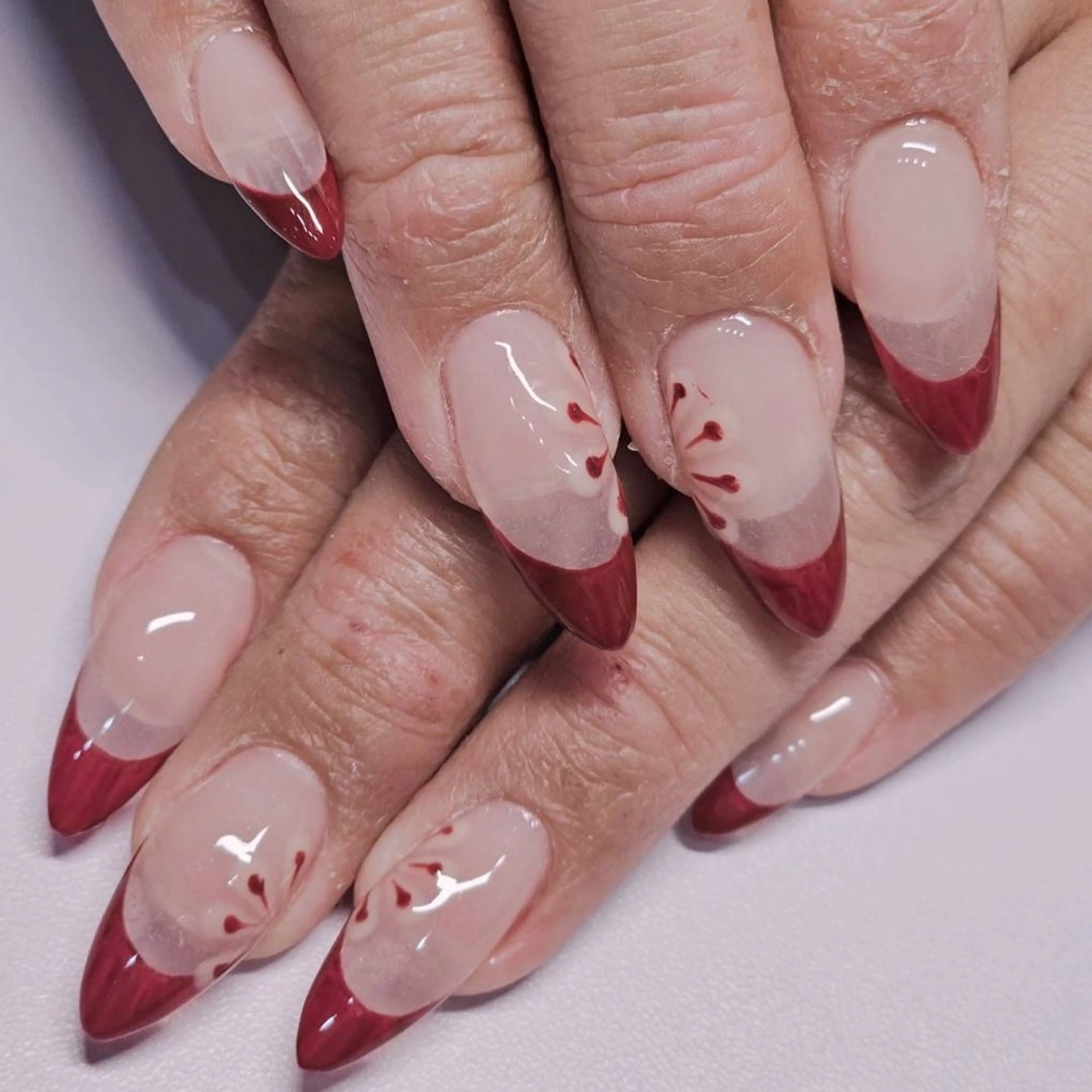 ネイル アートネイル ボルドー フレンチネイル 大理石ネイル(マーブル) ハンドネイル よしだ ひろきのネイルデザイン