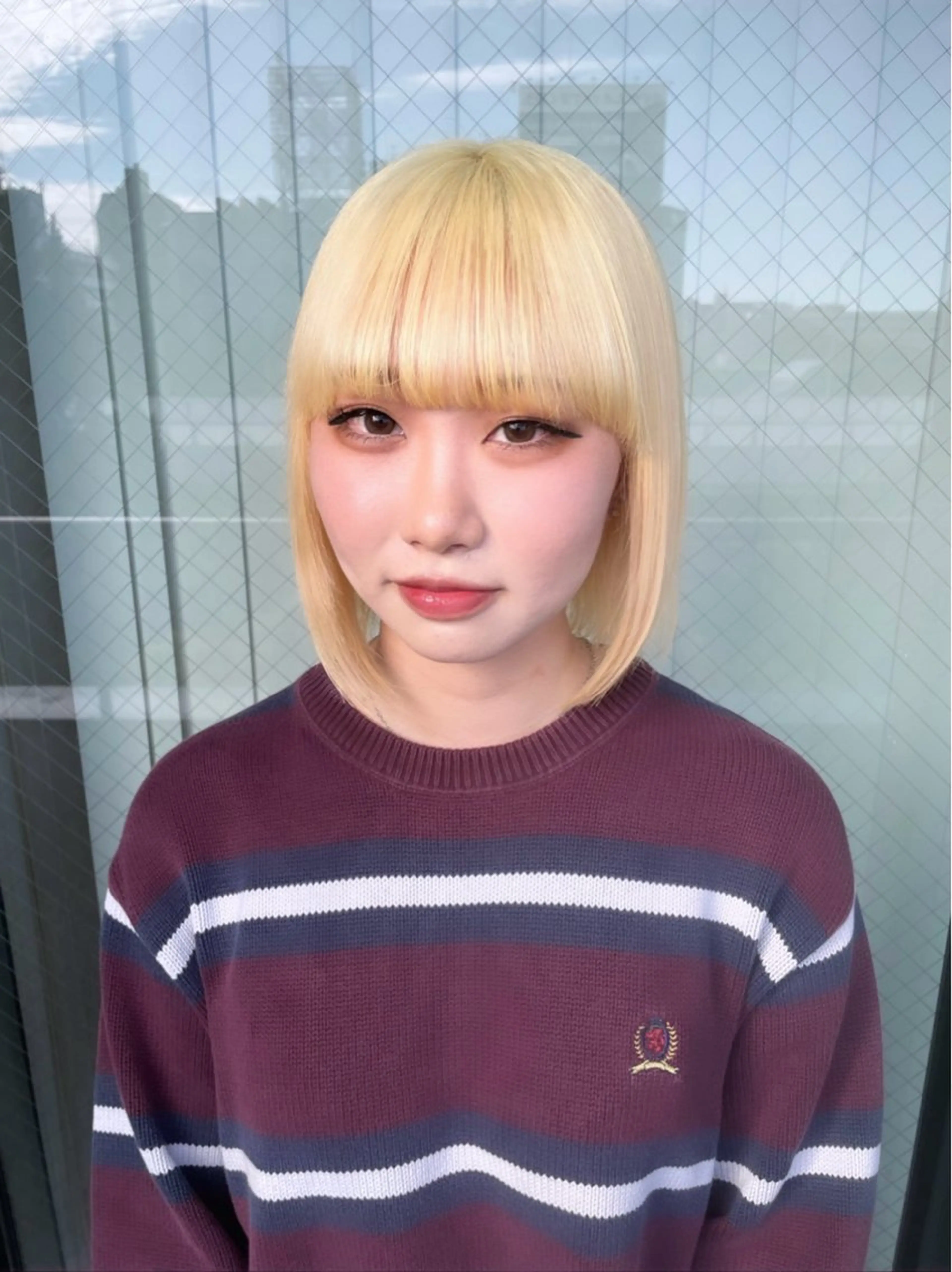 セミロング カラー ブリーチ ブロンド ケアブリーチ ハイトーンカラー ボブ ヘアカラー トリートメント 暖色カラー🍒 ケアブリーチ/akiのヘアスタイル