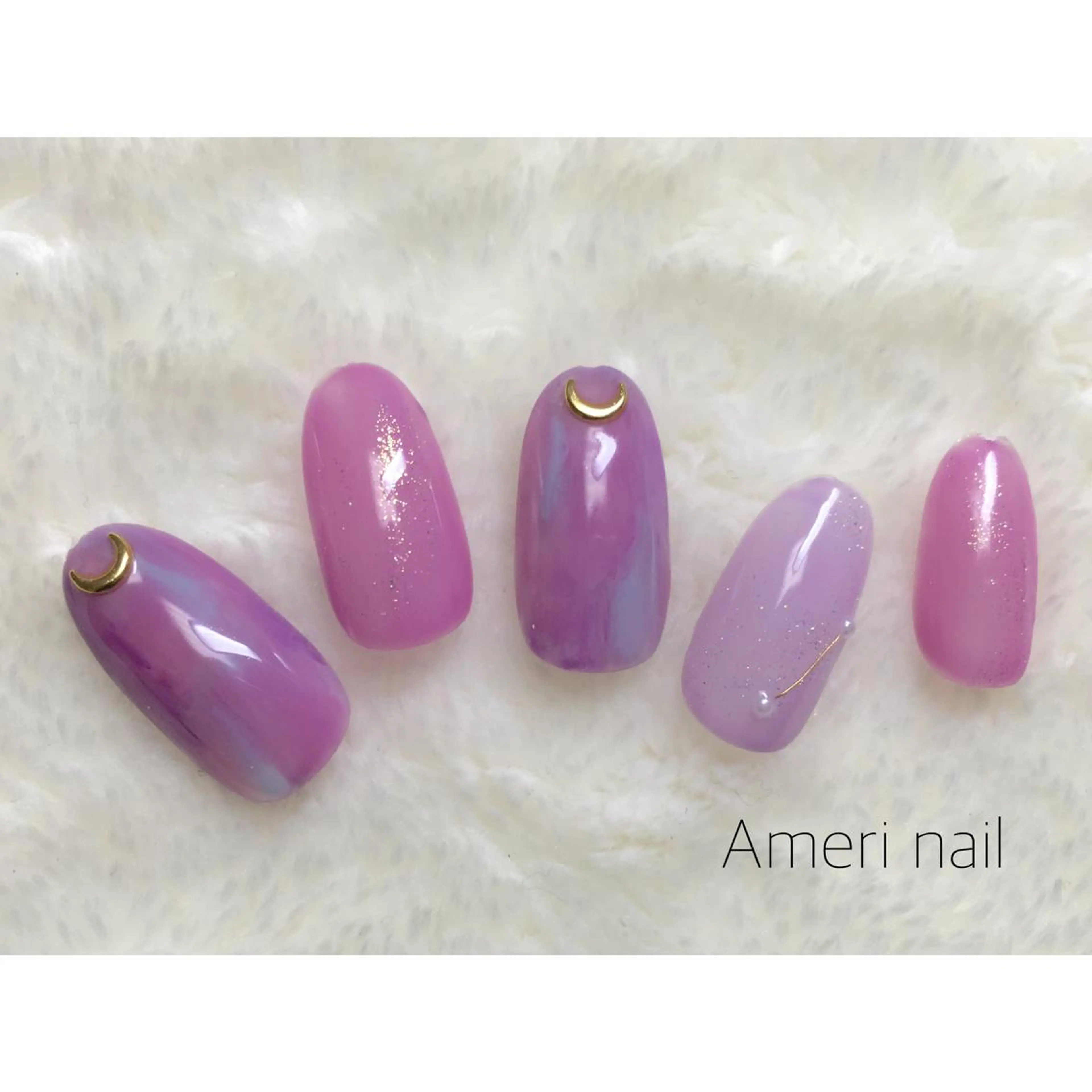 ネイル キラキラネイル パープル Ameri nail /UKIのネイルデザイン