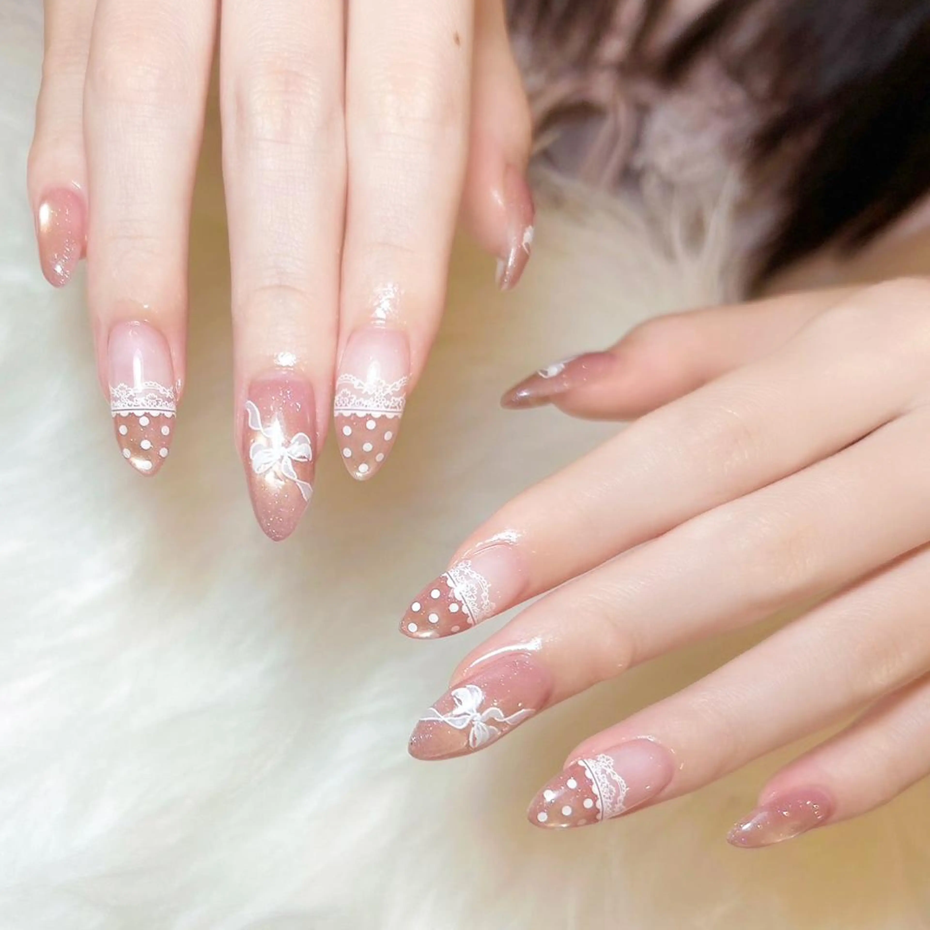 ネイル ドット レース ワンホンネイル ハンドネイル Re:eight nailのネイルデザイン