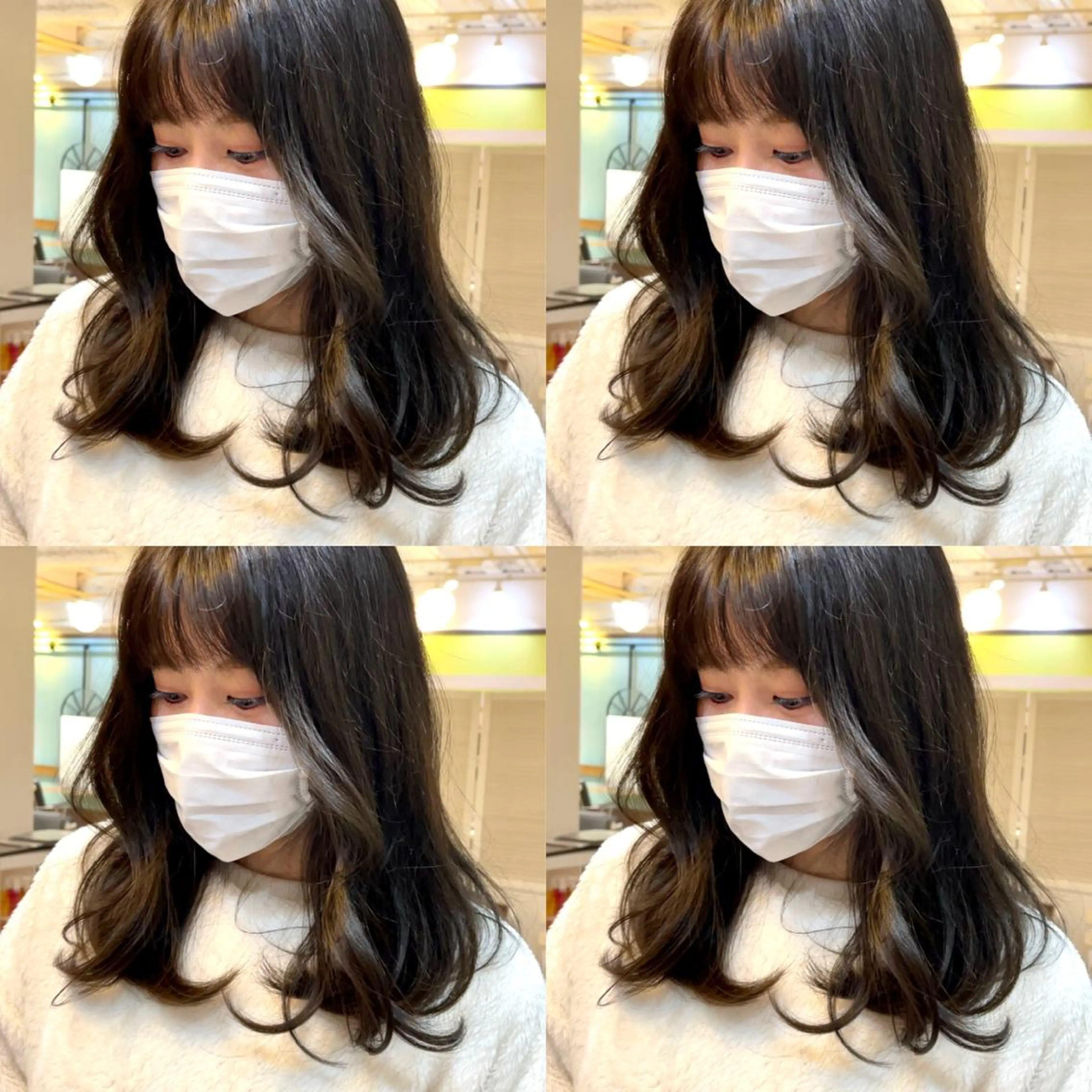 セミロング カラー 伸ばしかけ 似合わせカット 小顔カット カット ヘアカラー トリートメント ヘッドスパ 大人可愛い透明感🌟 小顔・韓国髪🌟野中のヘアスタイル