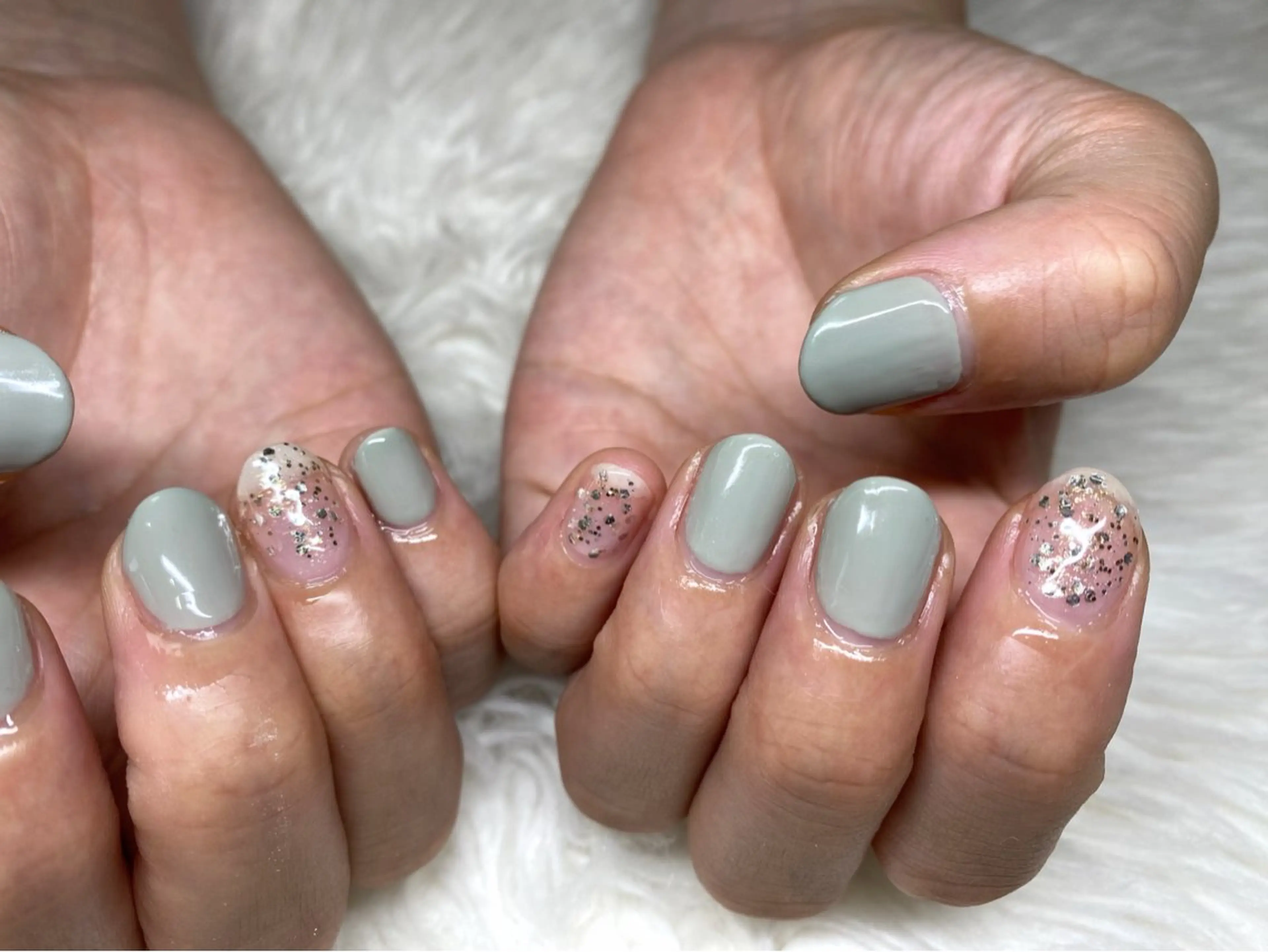 ネイル アートネイル グリーン ラメ(グリッター) ハンドネイル ViMORE あやのネイルデザイン