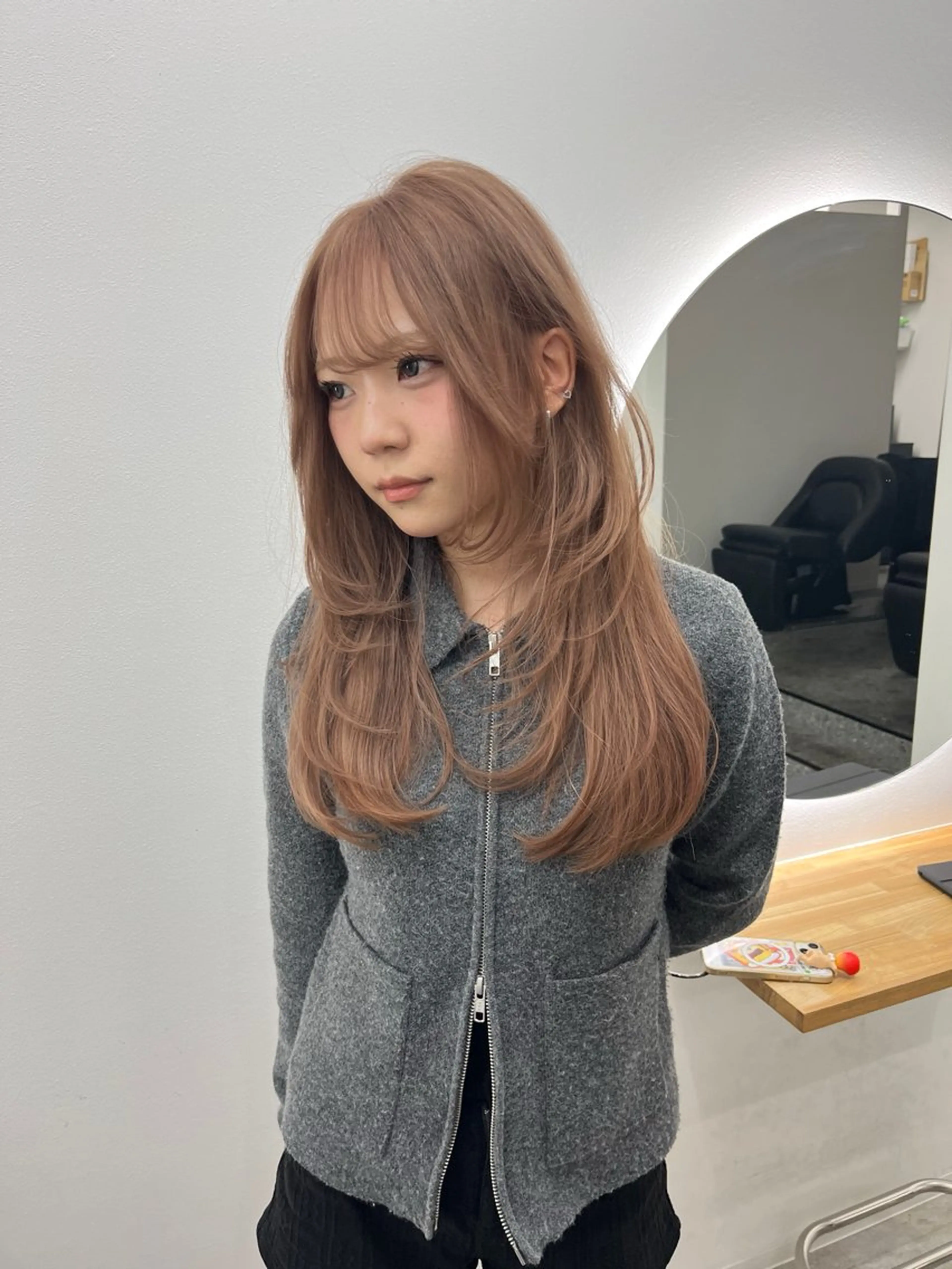 ロング カラー カット ヘアカラー トリートメント ベージュ⟡˖レイヤー ˖ ࣪⊹あずきのヘアスタイル