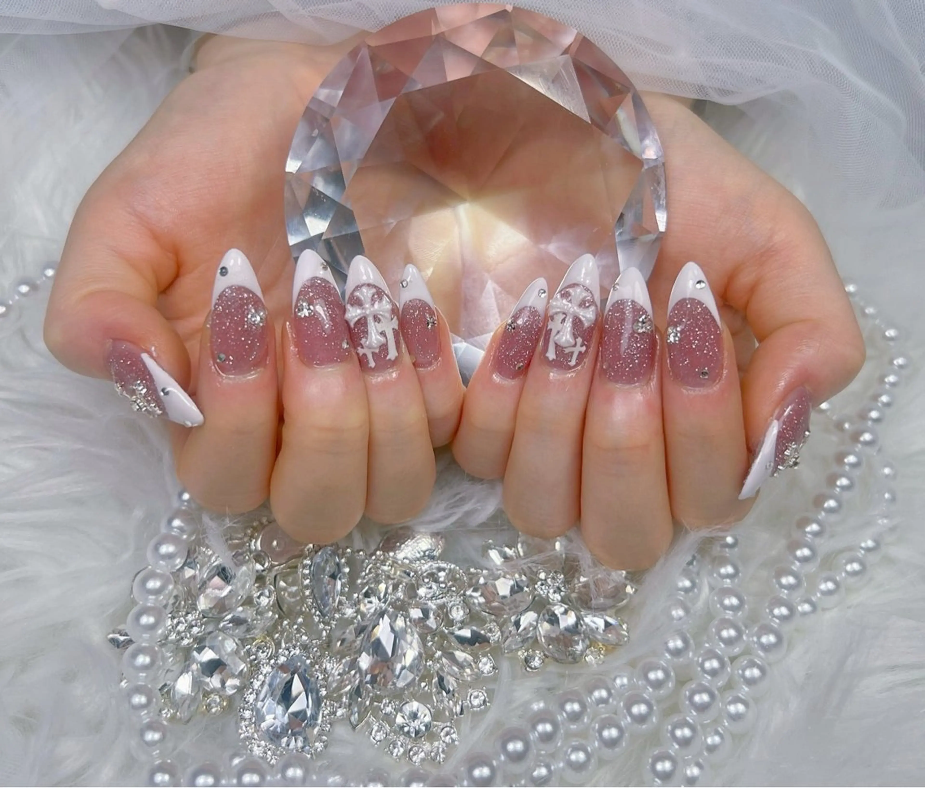 ネイル アートネイル オーロラネイル チークネイル 長さ出し フットネイル Miya _nailのネイルデザイン