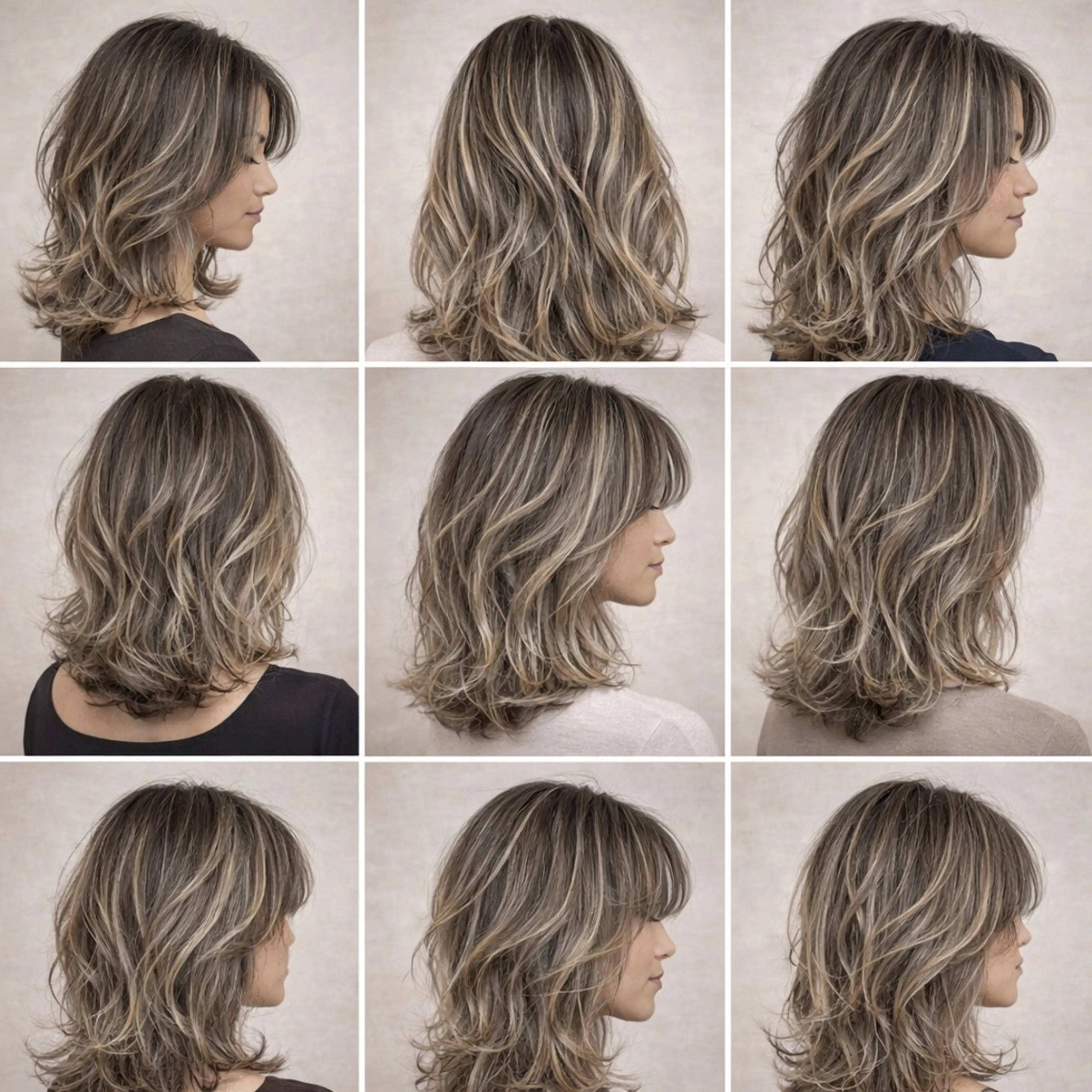 ミディアム カラー バレイヤージュ レイヤーカット 白髪ぼかしのプロ ✨たいきのヘアスタイル