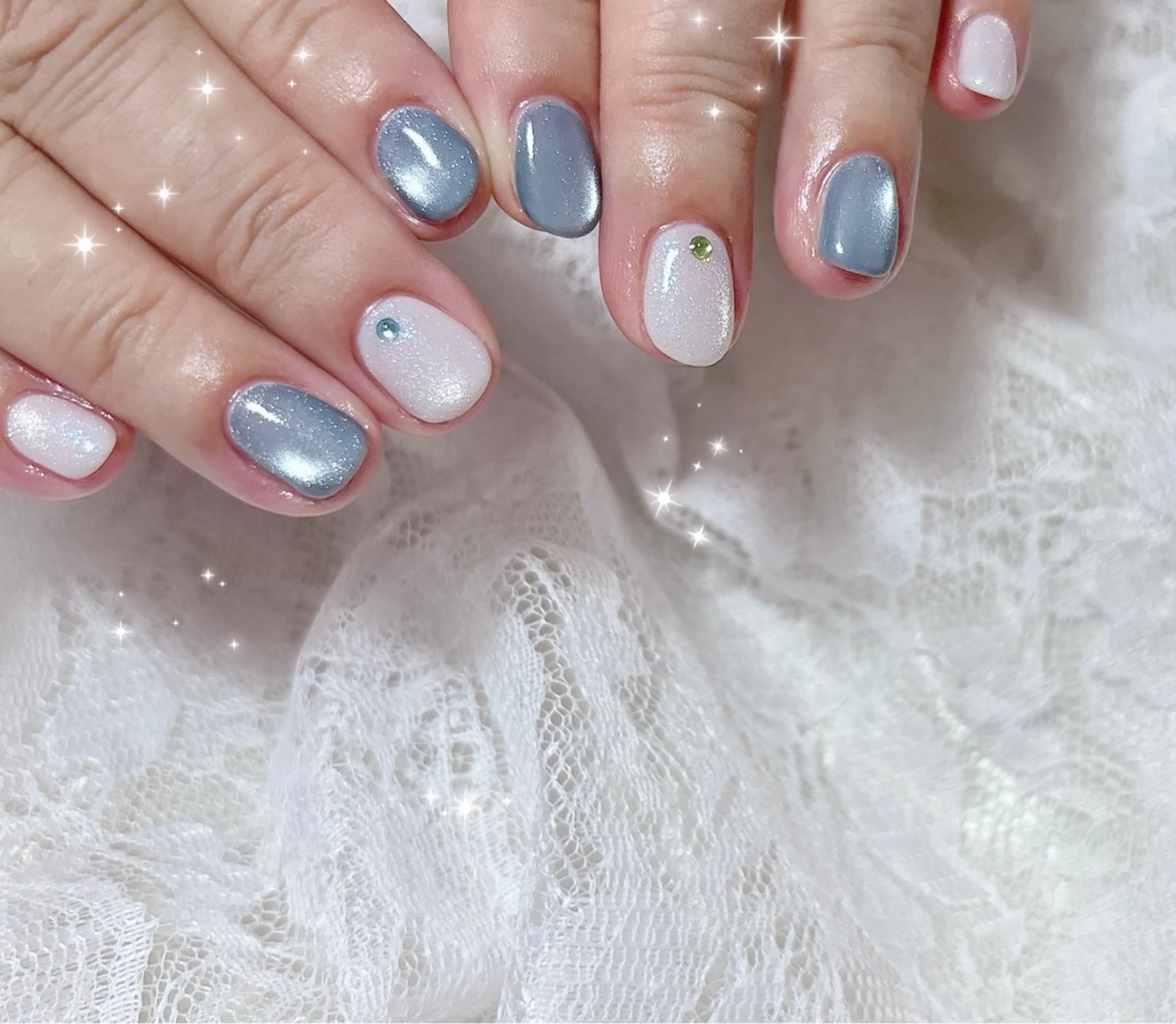 ネイル 氷ネイル・うるうるネイル マグネットネイル ハンドネイル FLARE NAIL フレアネイルのネイルデザイン