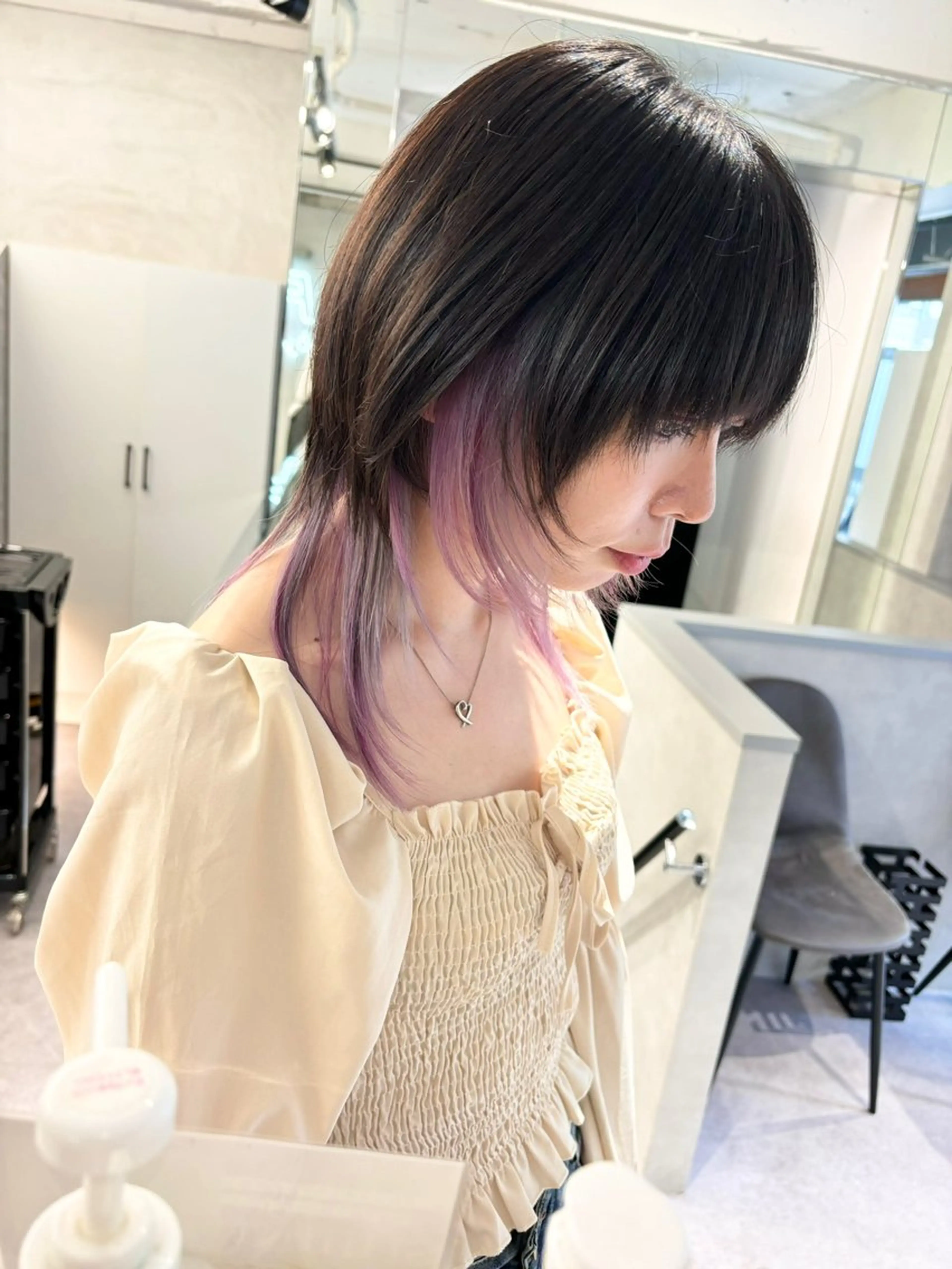 ミディアム カラー デザインカラー ダブルカラー ハイトーンカラー インナーカラー ピンクカラー デザインカラー 小西勇次のヘアスタイル