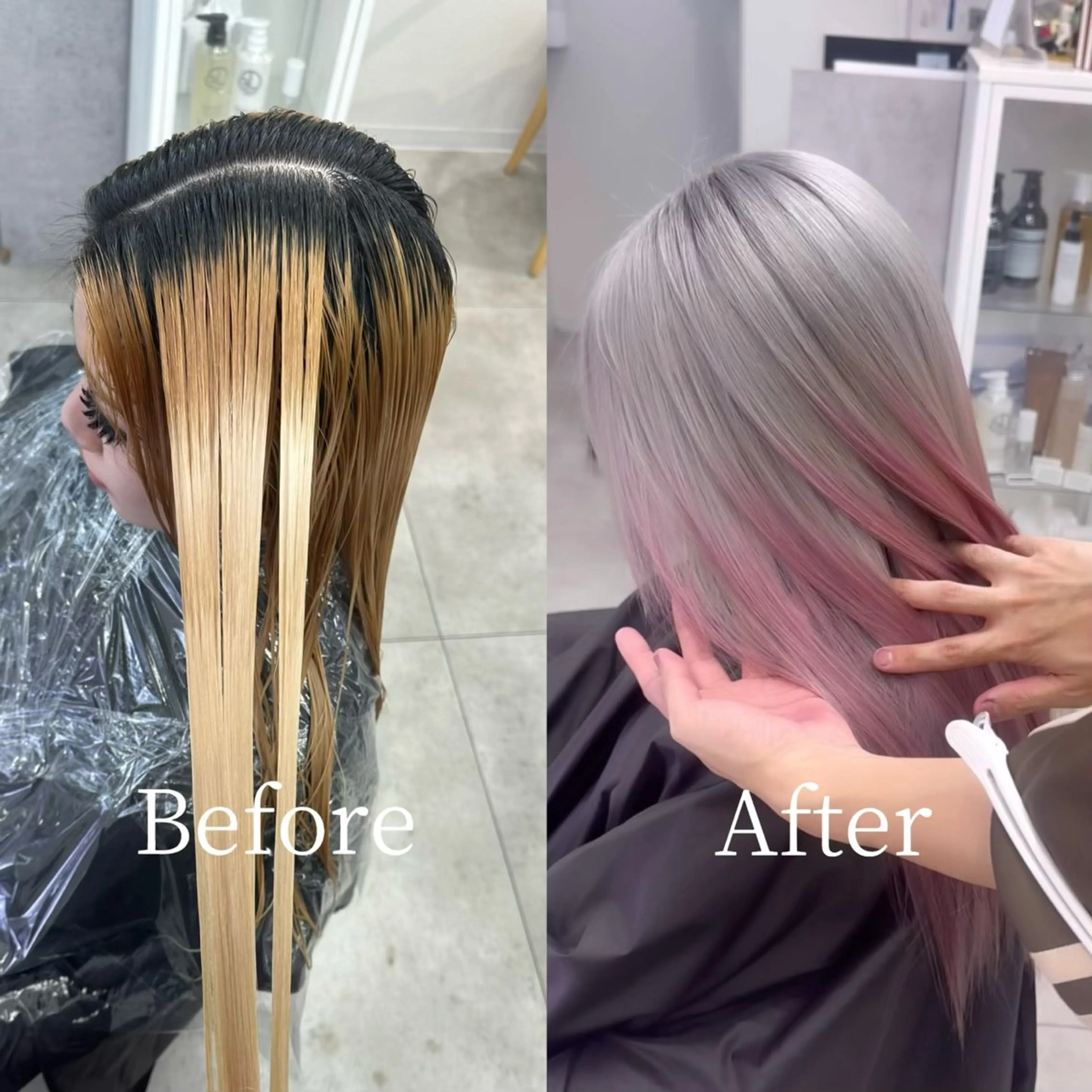 ロング カラー ピンクカラー シルバー ホワイトシルバー カット ヘアカラー トリートメント せいせい/エクステ /ルーツカラーのヘアスタイル