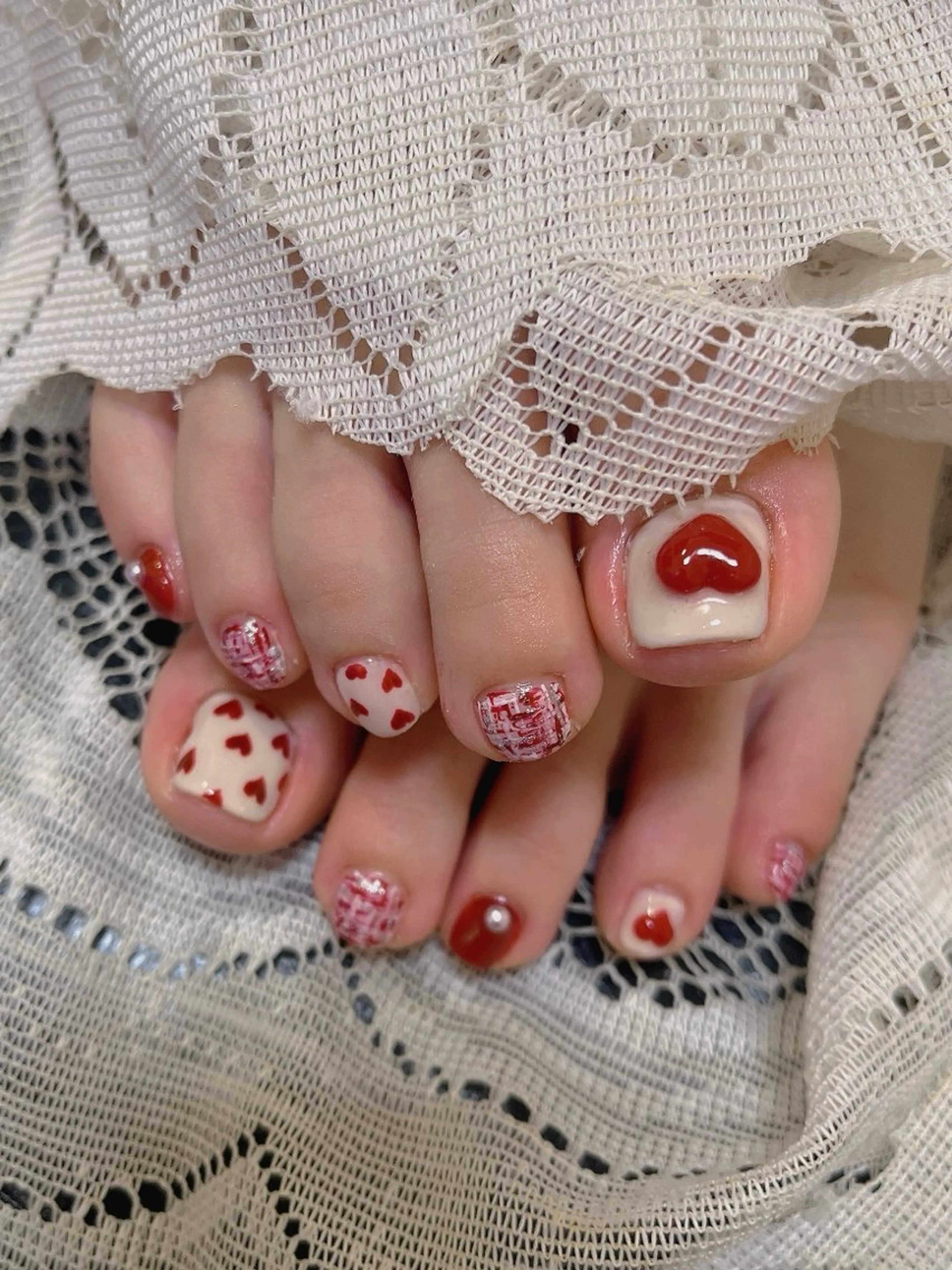 ネイル フットネイル バレンタイン 冬ネイル クリスマス ベテランネイル cnc nailのネイルデザイン