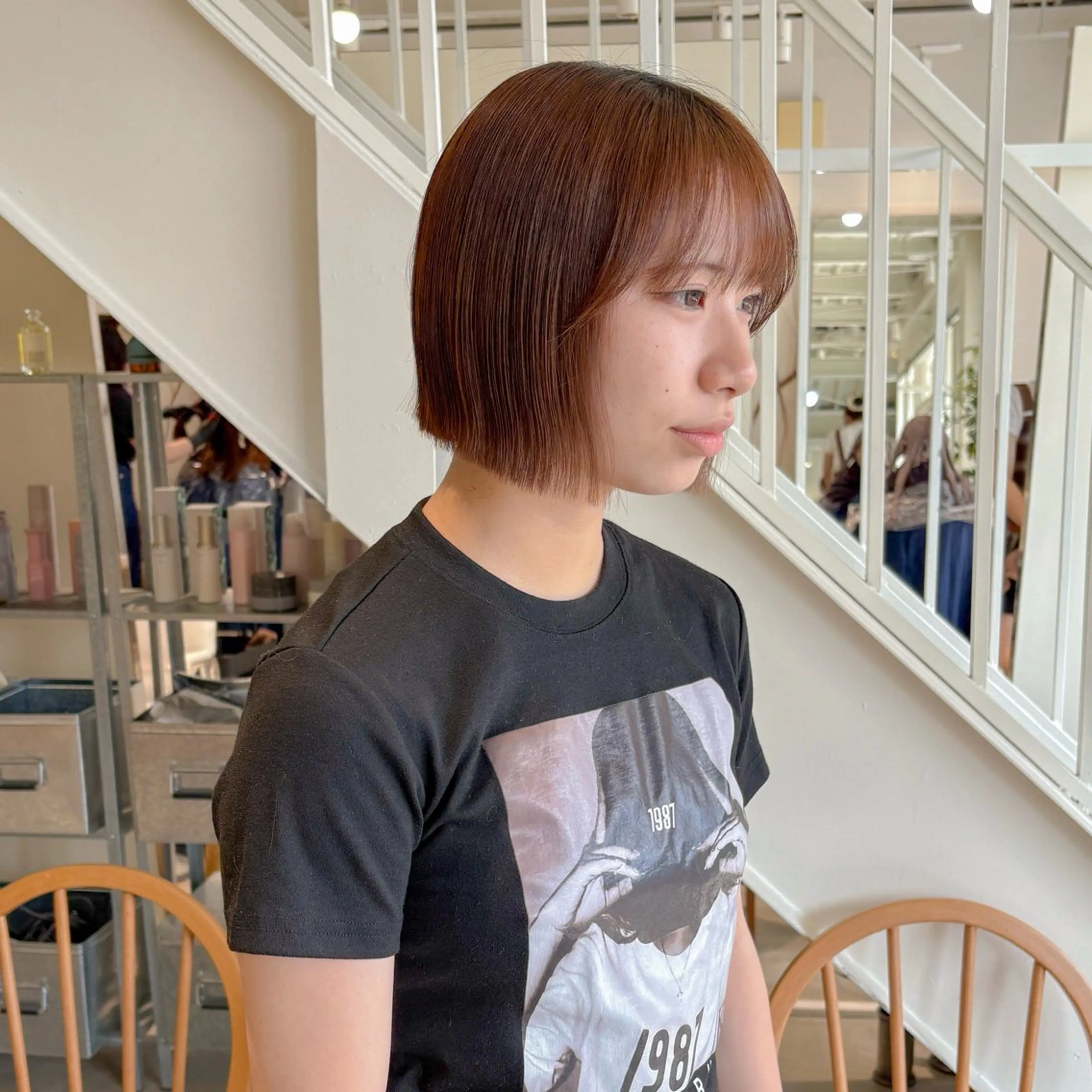 ショート ワンレンボブ ボブ 小顔カット 安西 香利奈のヘアスタイル