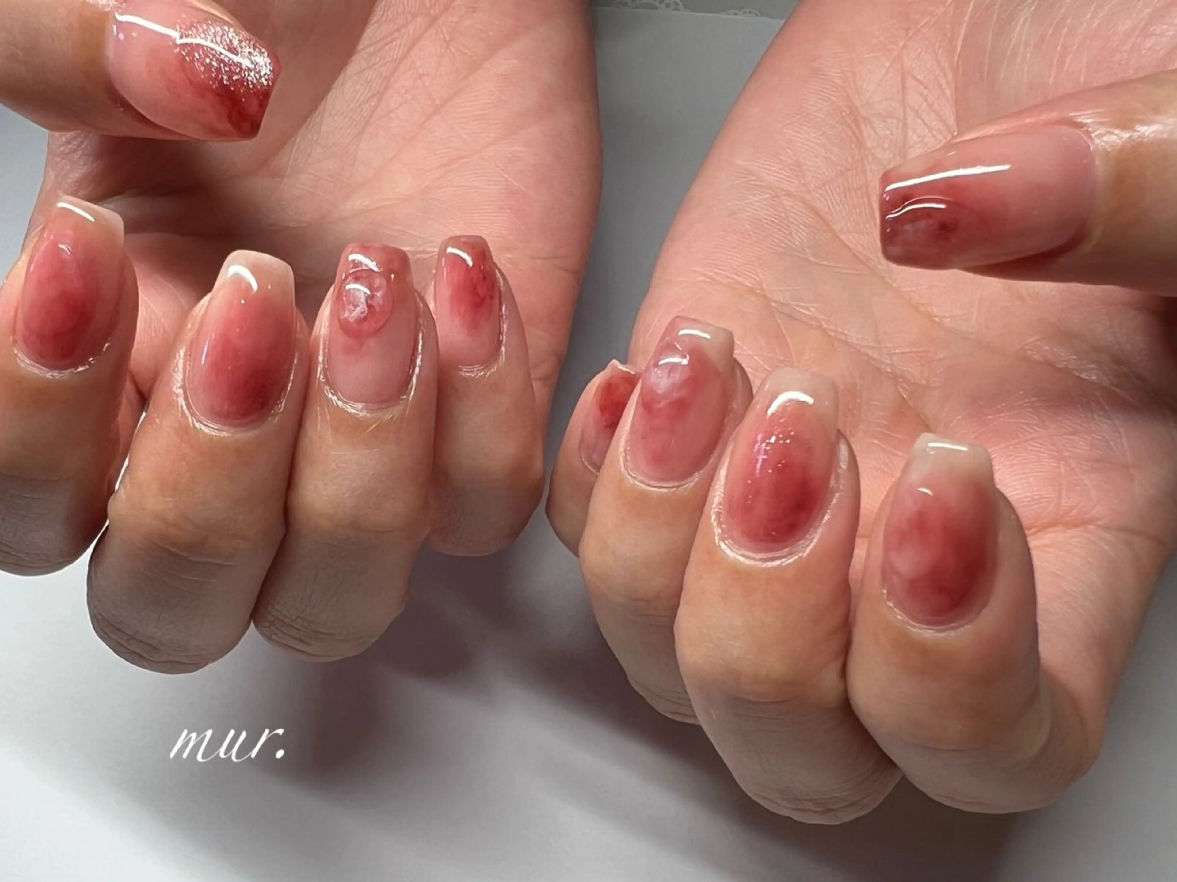 ネイル ジェルネイル ニュアンスネイル ワンカラーネイル ピンク ぷっくりネイル nailsalon mur.のネイルデザイン