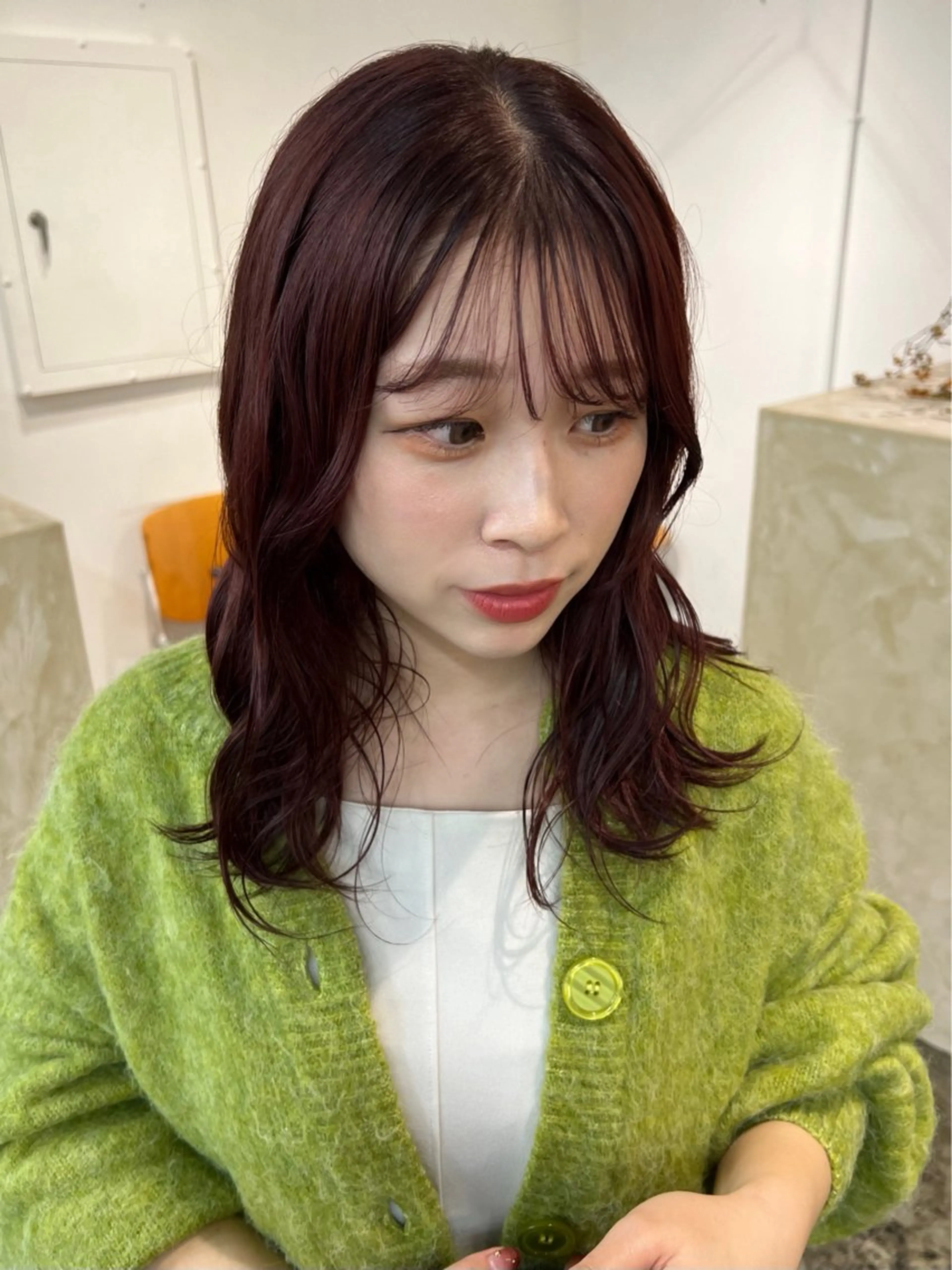 ミディアム カラー ピンクカラー Terve. 赤松 メイのヘアスタイル