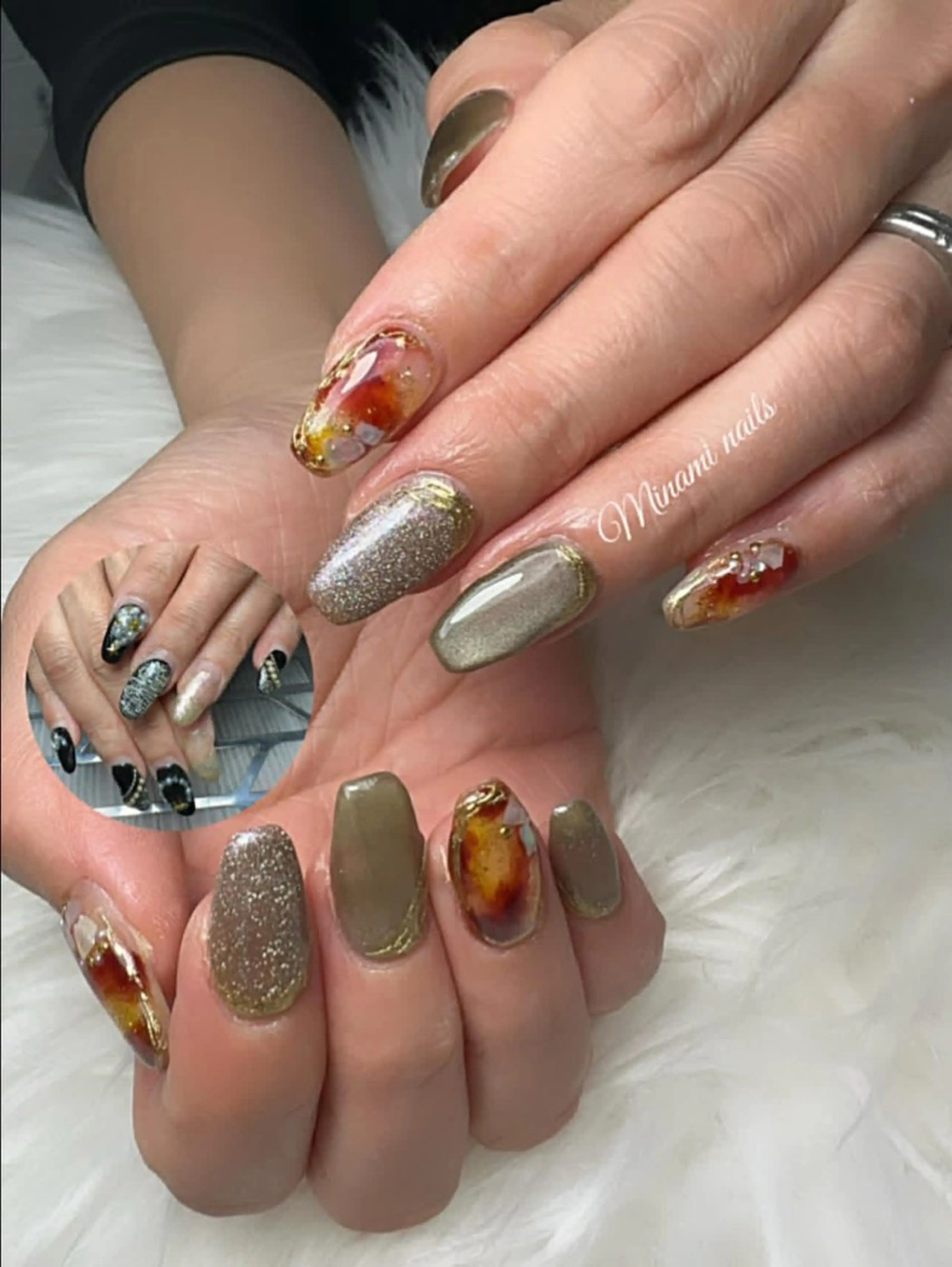 ネイル アートネイル オーロラネイル ガーリー キラキラネイル 韓国ネイル Minami Nailsのネイルデザイン