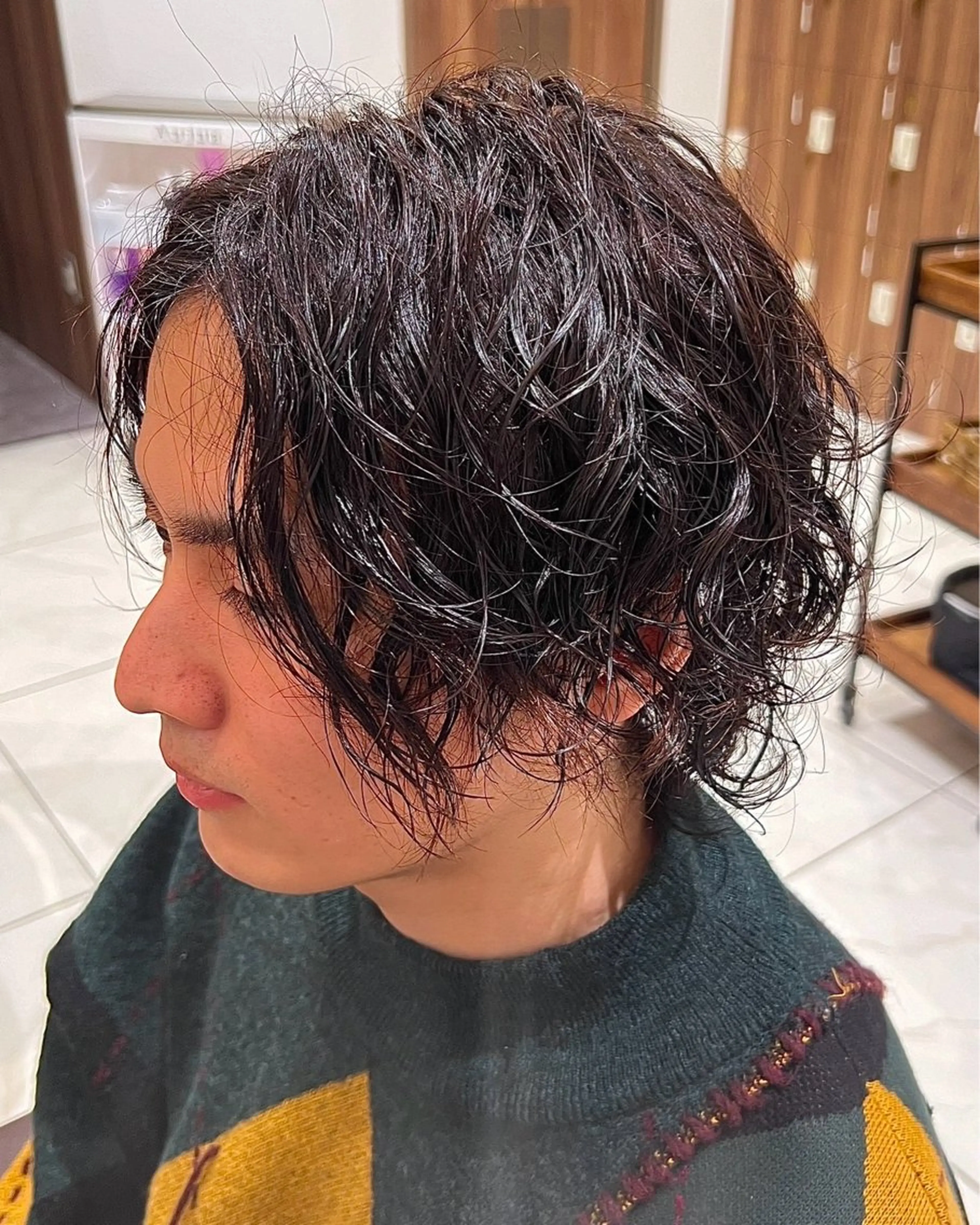 パーマ メンズ カット パーマ 🩵茗荷谷で1番 パーマ巻いてる萌🩵のヘアスタイル