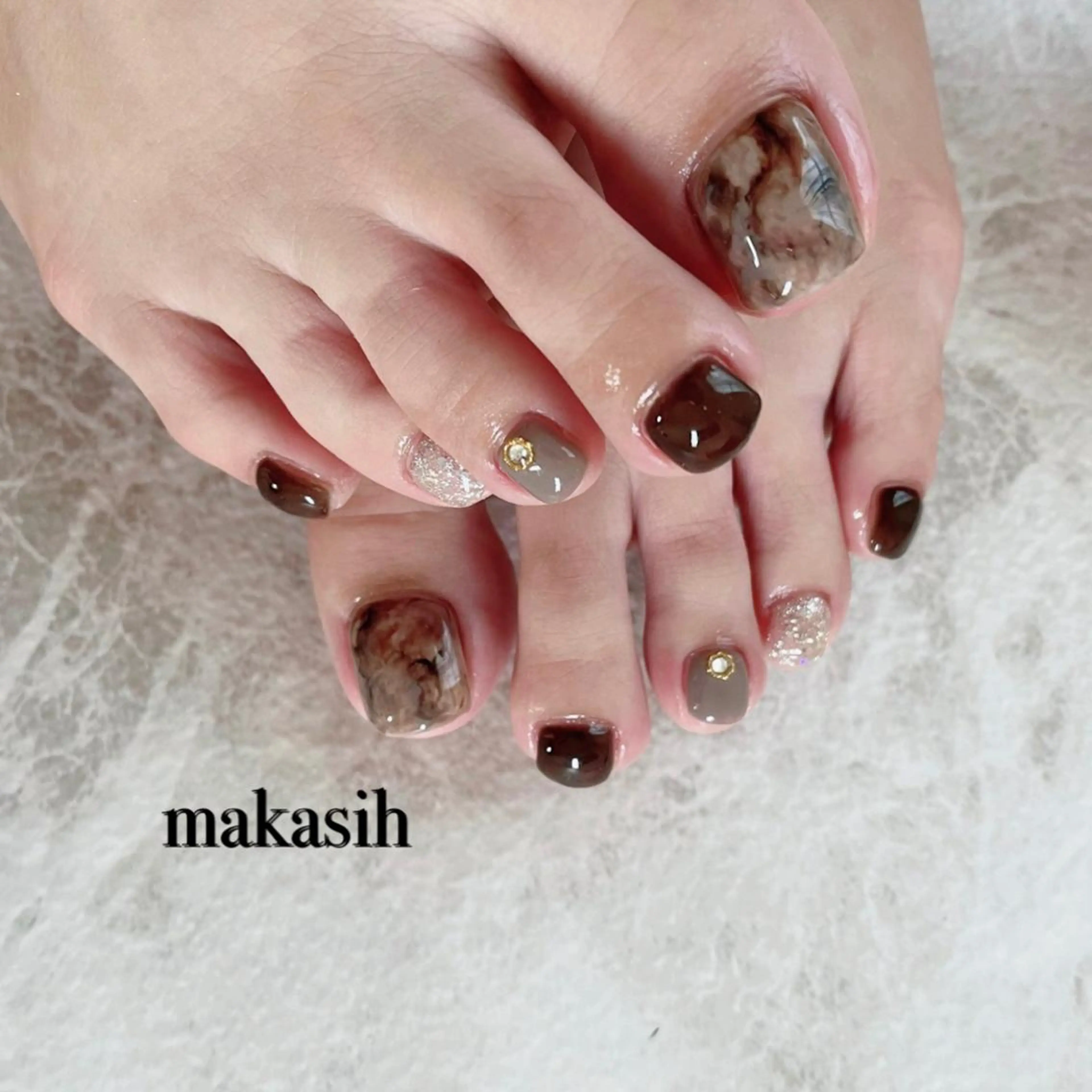 ネイル ブラウン フットネイル 濱田 美菜子のエステ・リラクイメージ