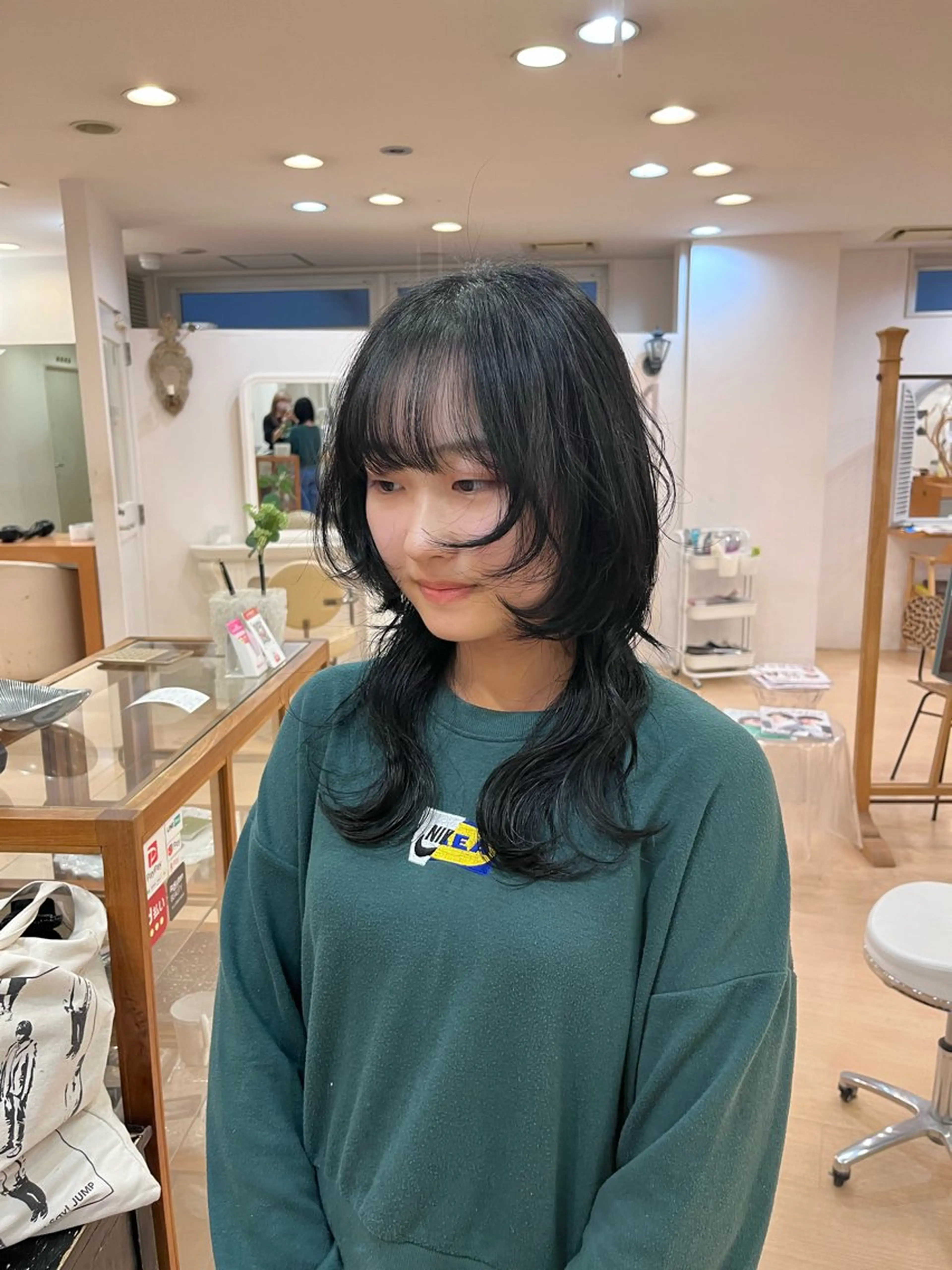 セミロング カラー 黒髪 ブルーカラー ブルーブラック レイヤーカット 💠つたふうか/ 韓国/メンズヘア💠のヘアスタイル