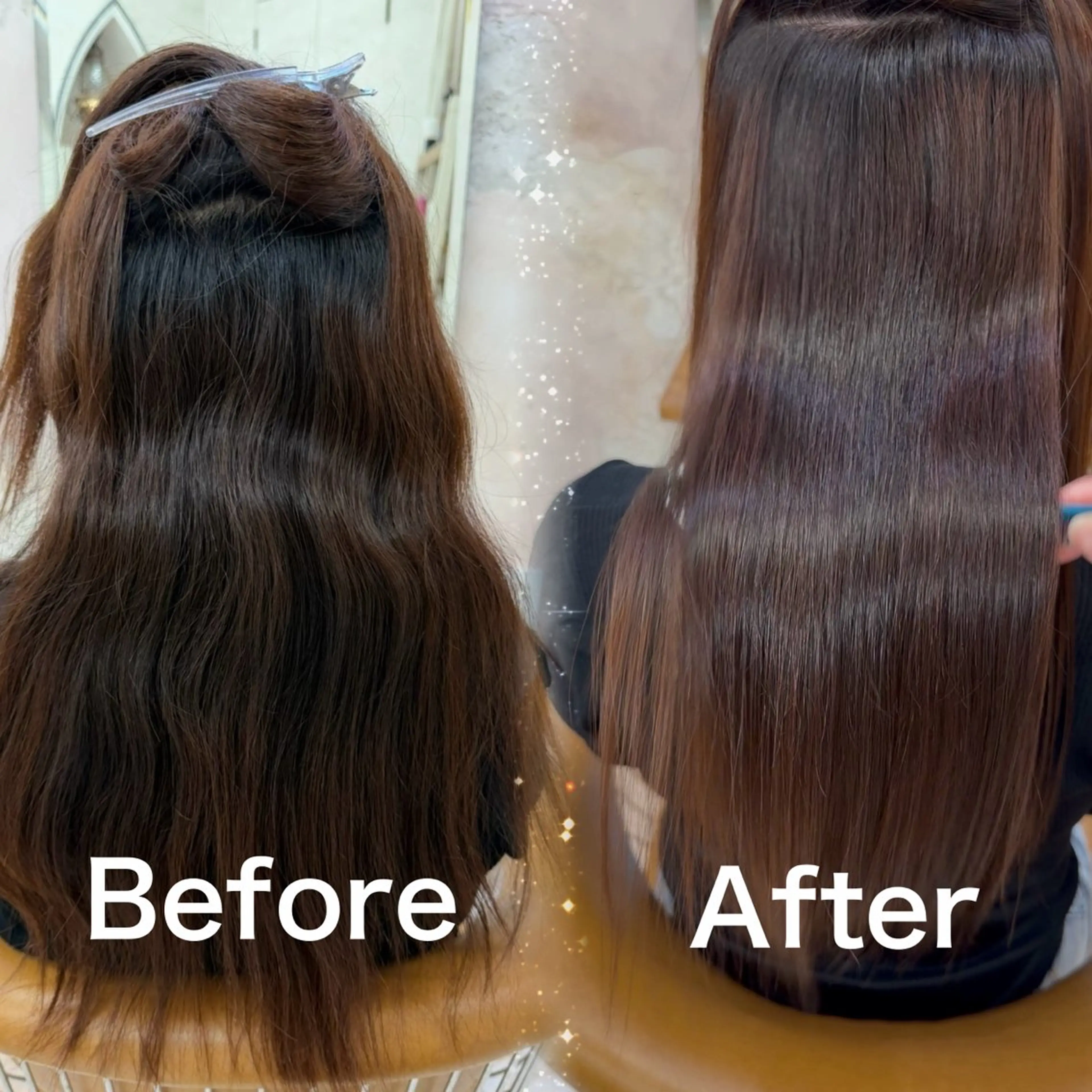 ロング カラー カット 縮毛矯正 トリートメント ブリーチなし 透明感カラー/艶髪のヘアスタイル