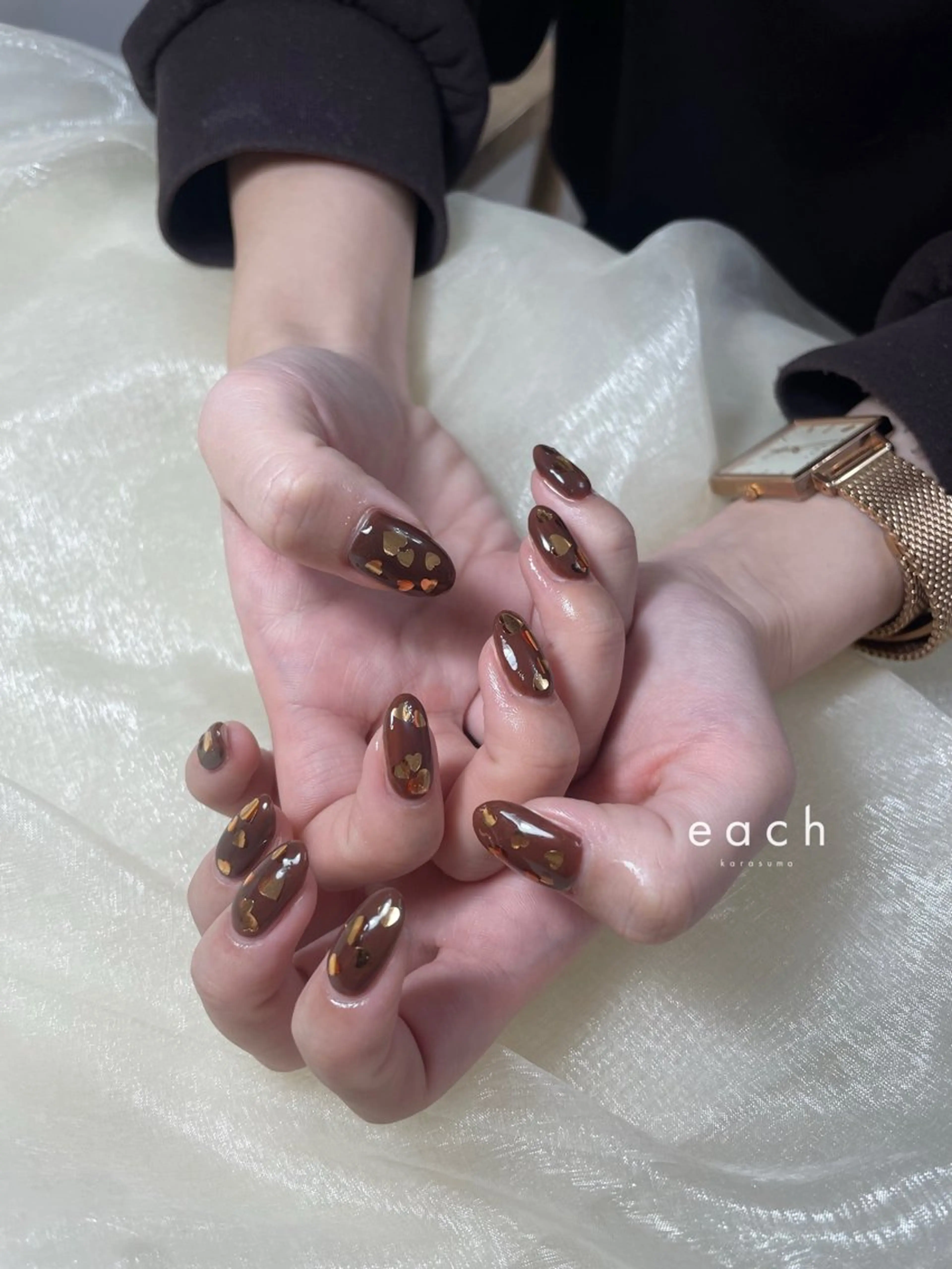 ネイル アートネイル ブラウン each lucaのネイルデザイン