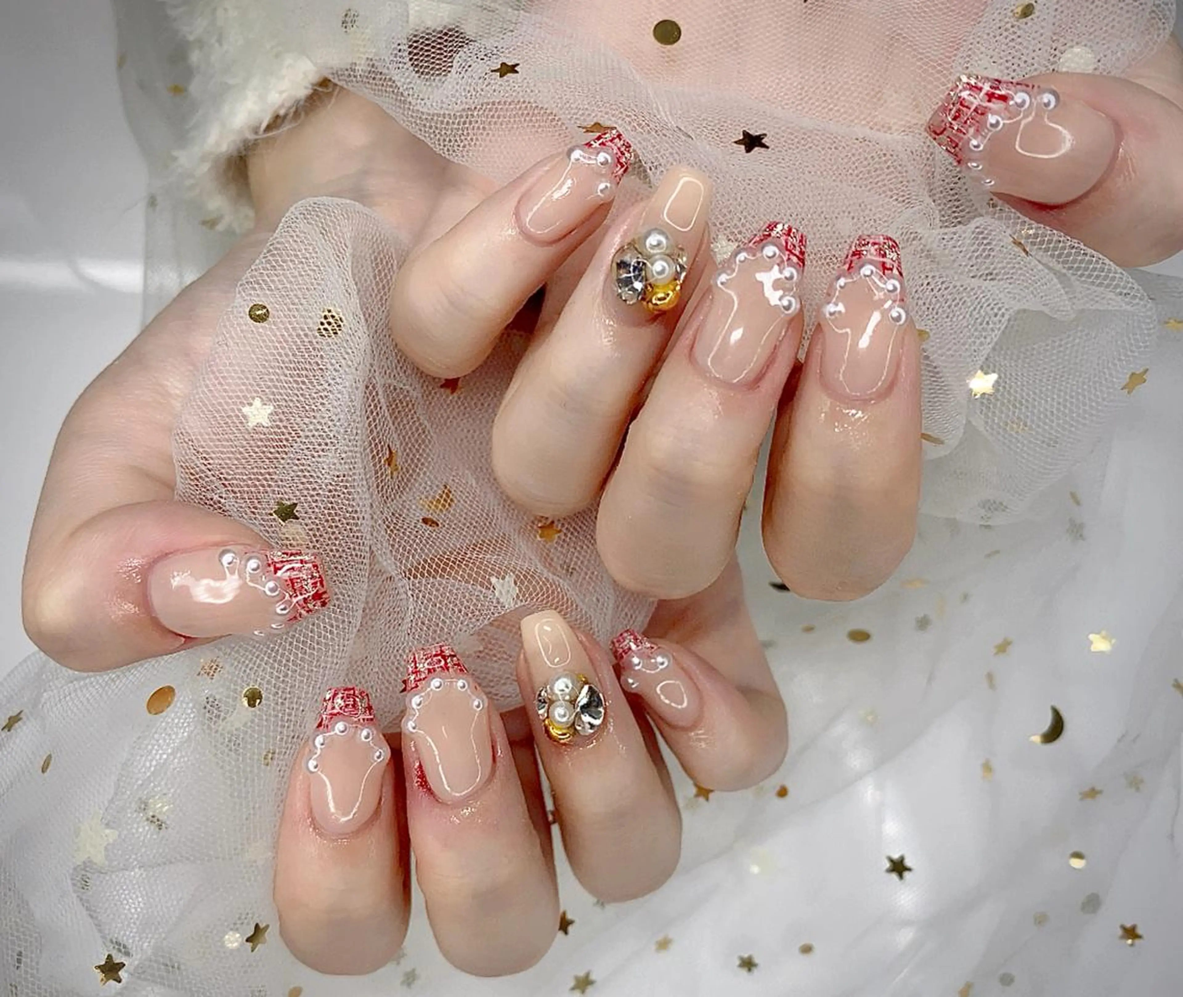 ネイル I-nailロング /ワンホン/キラキラのネイルデザイン