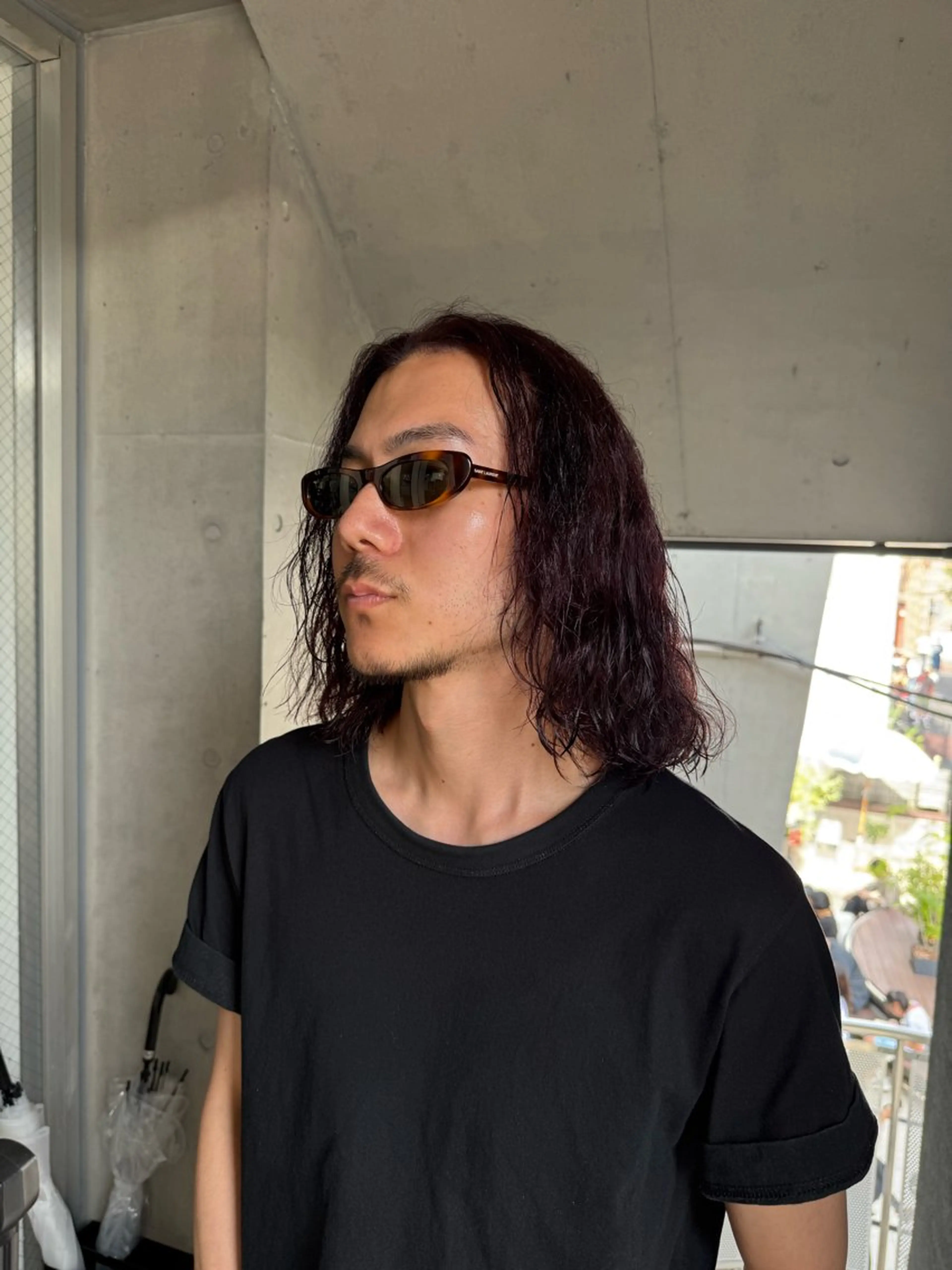 セミロング セミロングパーマ カット パーマ 山影✨バレイヤージュ ハイライト✨メンズ◎のヘアスタイル