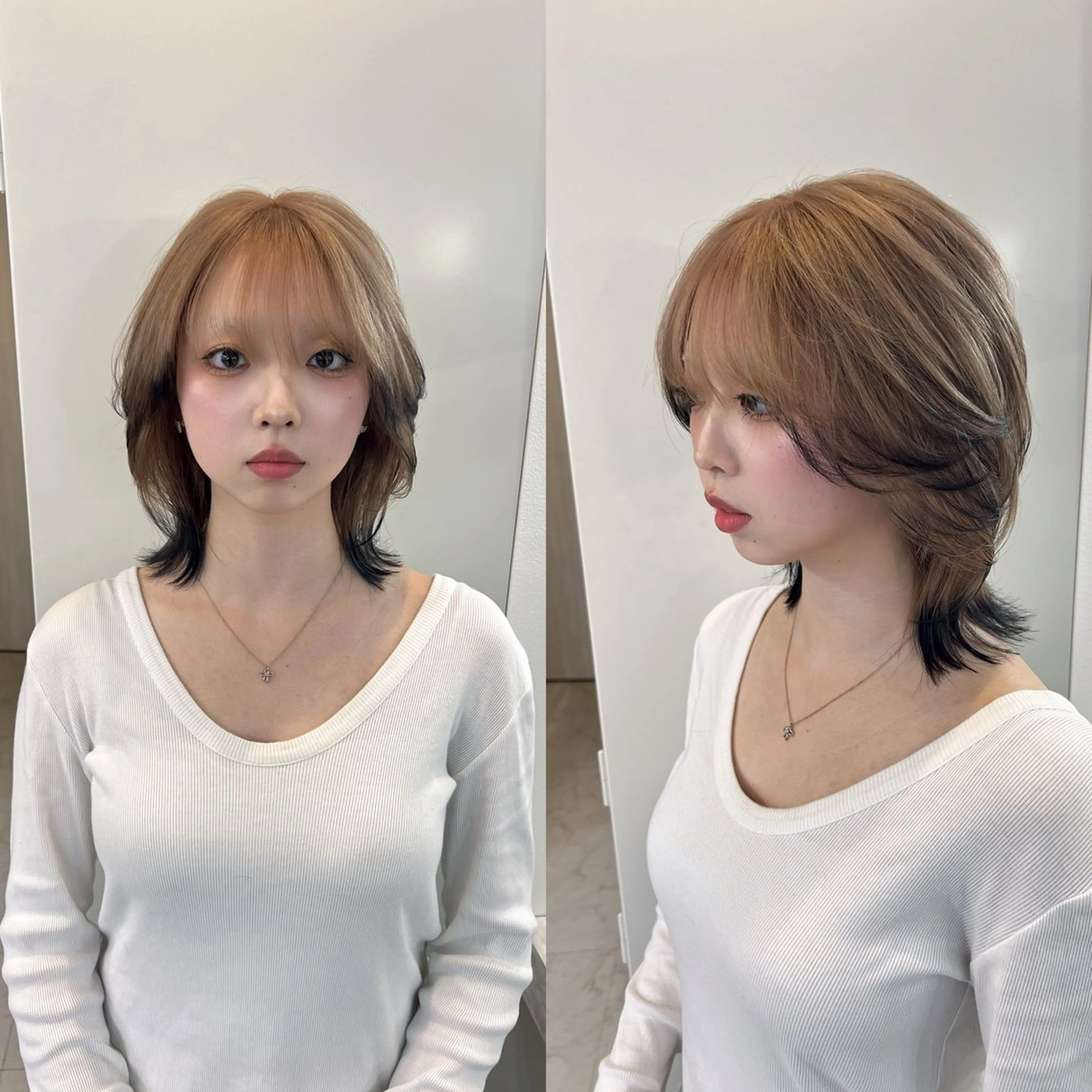 ミディアム カラー 黒髪 カット ヘアカラー トリートメント ✨髪質改善✖︎顔周り レイヤー✨ナカムラのヘアスタイル