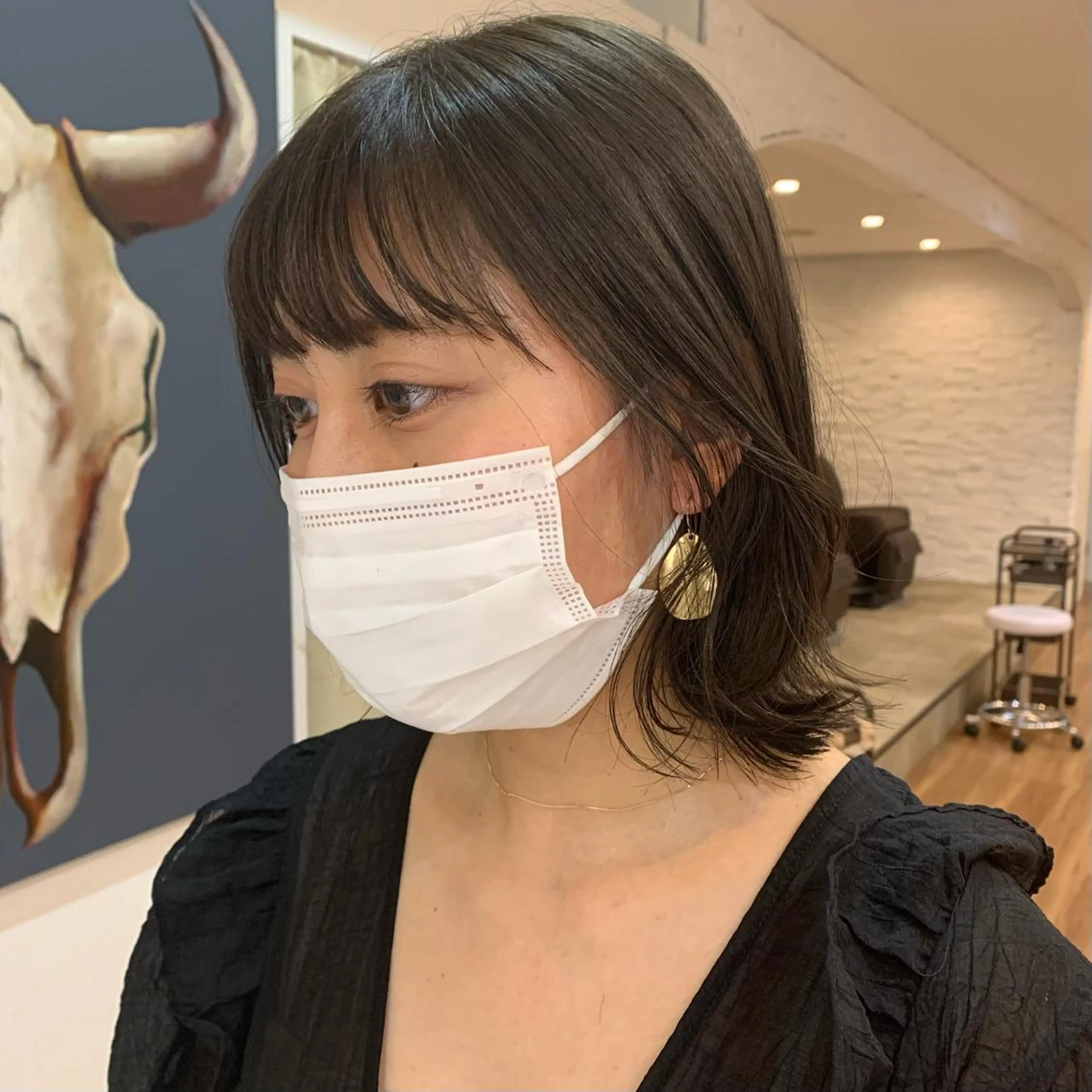 ミディアム カラー ベージュカラー ボブ くびれヘア カット ヘアカラー トリートメント 【韓国風くびれヘア】 joule小木曽輝のヘアスタイル