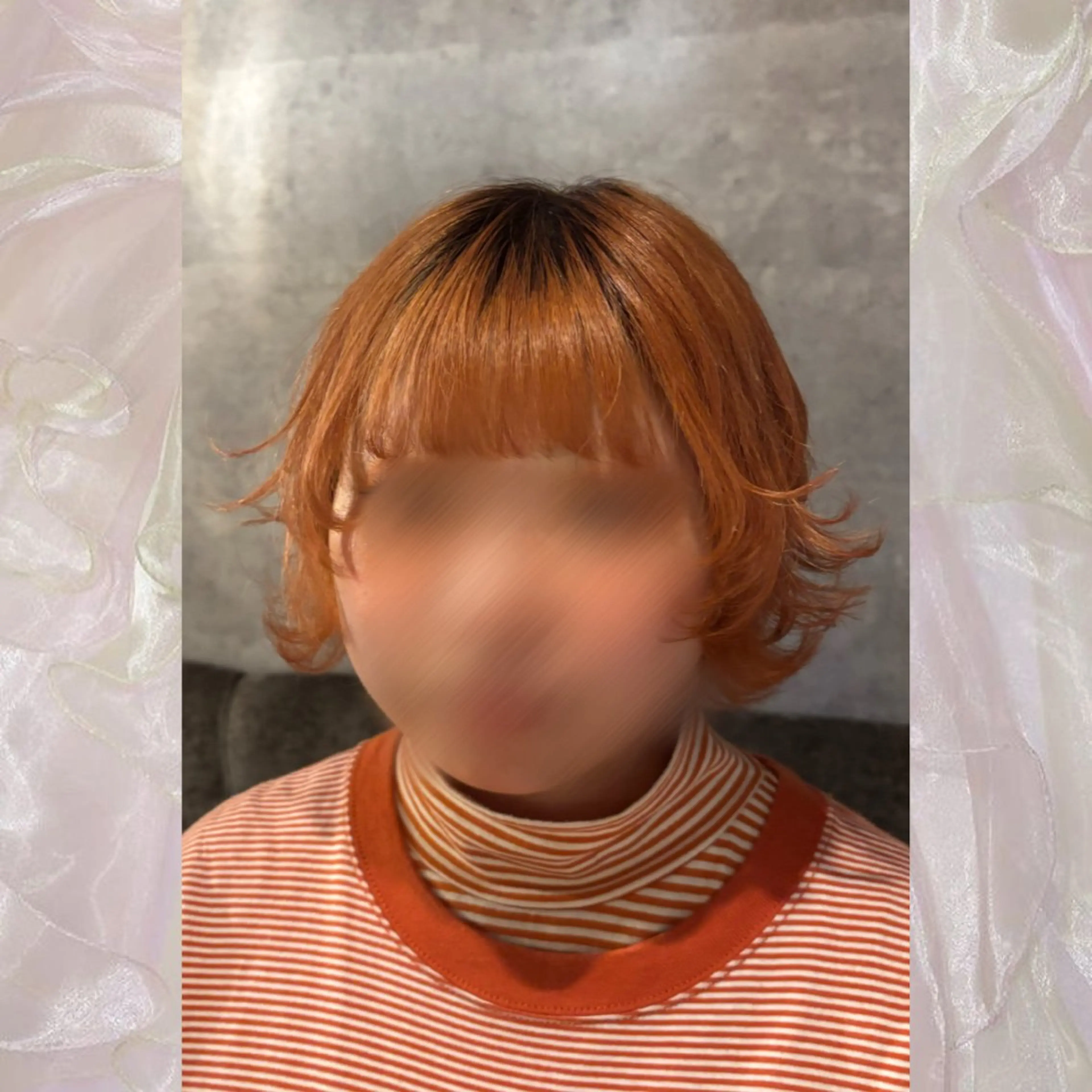 ショート カラー ボブレイヤー オレンジ ボブ レイヤーカット カット ヘアカラー 河原 彩心【練習モデル】のヘアスタイル