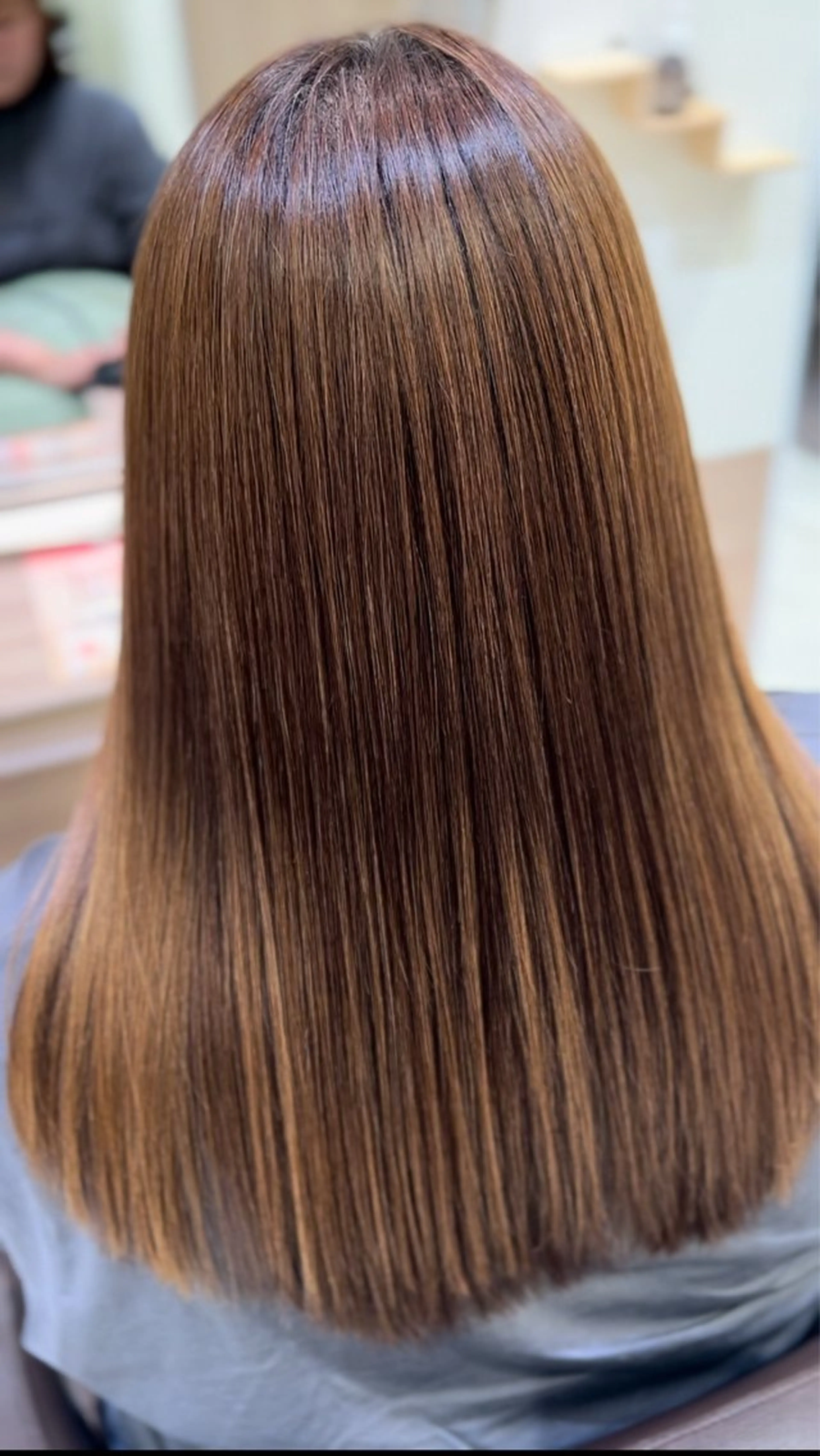 ロング カラー パーマ ブラウンカラー 縮毛矯正 ストレートパーマ 縮毛矯正 Ash 戸田公園店のヘアスタイル