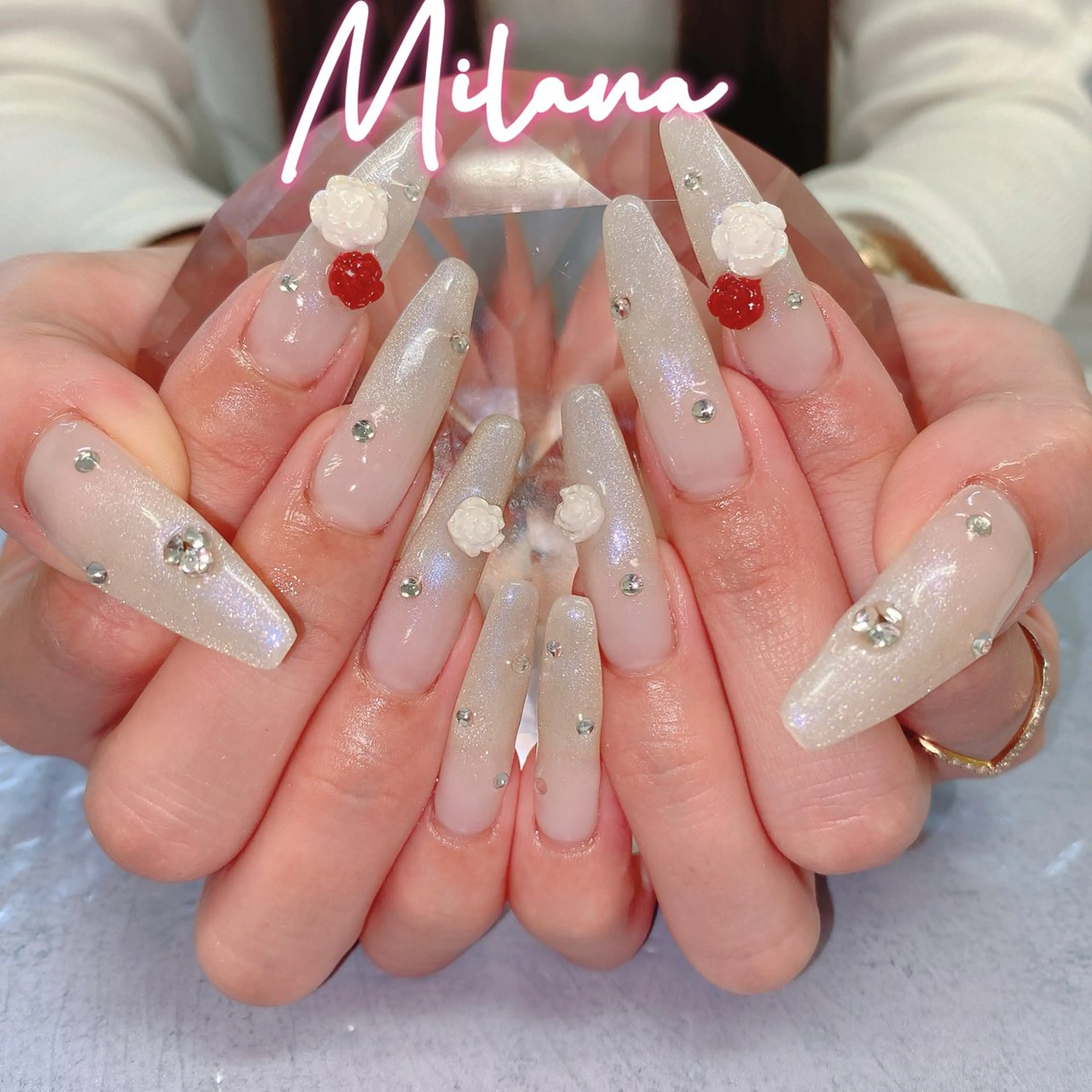 ネイル 長さ出し ジェルネイル ネイルチップ ハンドネイル Milana （研修生メニュー）のネイルデザイン