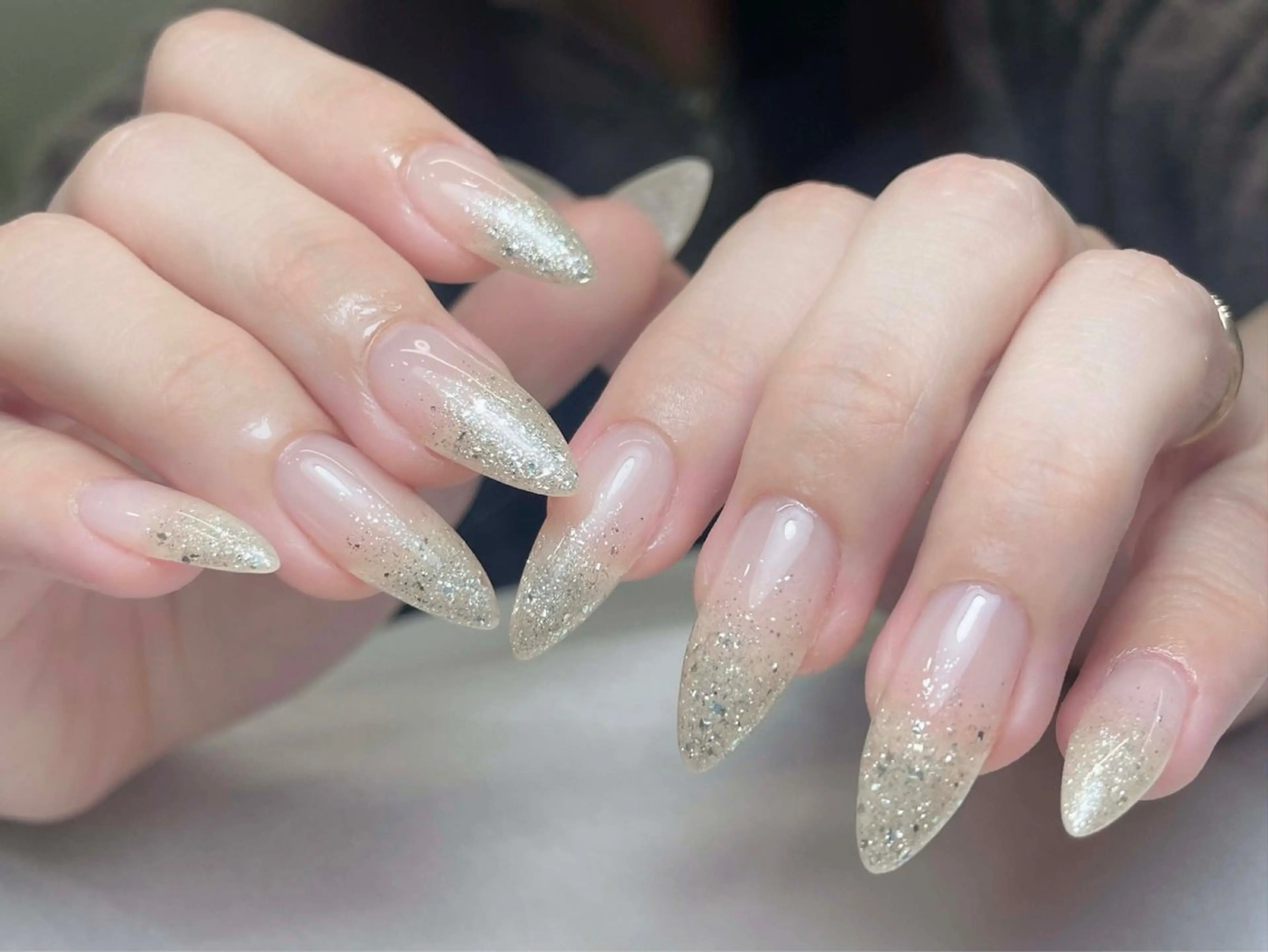 ネイル アートネイル オーロラネイル 長さ出し フレンチネイル ジェルネイル ハンドネイル 中野駅から2分 MEO NAILのネイルデザイン