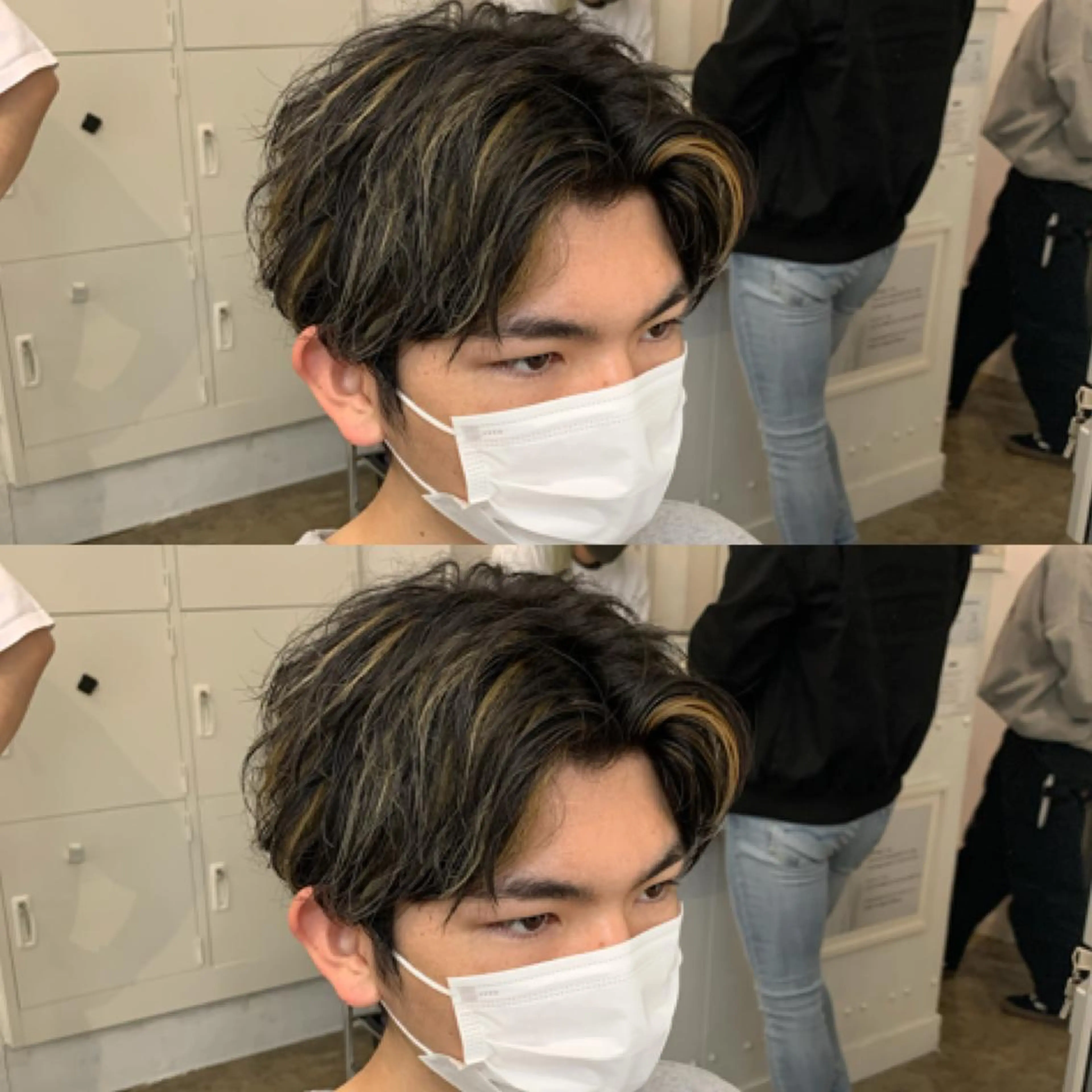 ショート カラー メンズ センターパート メンズハイライト ハイライトカラー ハイライト メンズ専門店 店長 小柳 裕夢のヘアスタイル