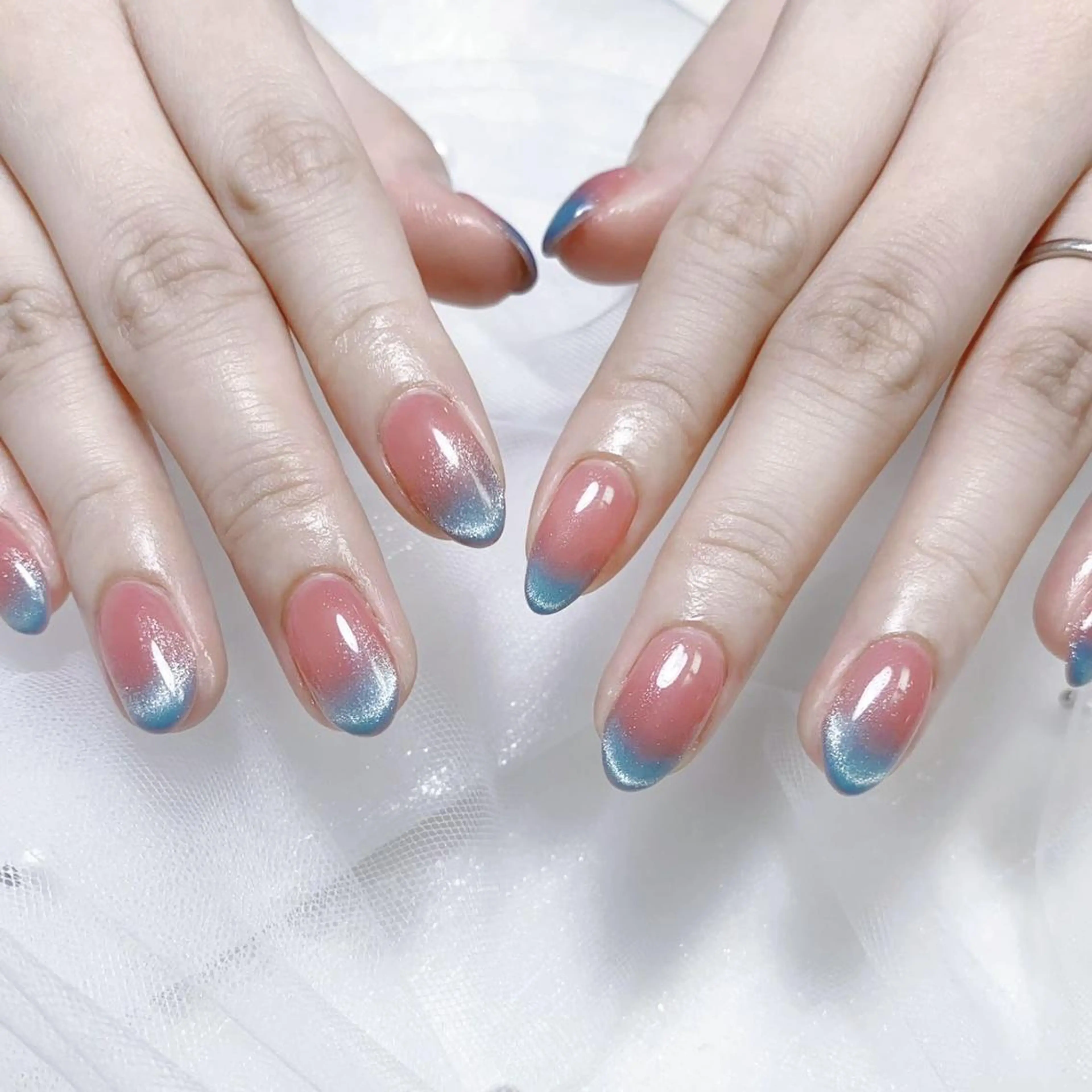 ネイル キッズ メンズ フレンチネイル マグネットネイル マグネットフレンチ Nail salon 木にいるのネイルデザイン