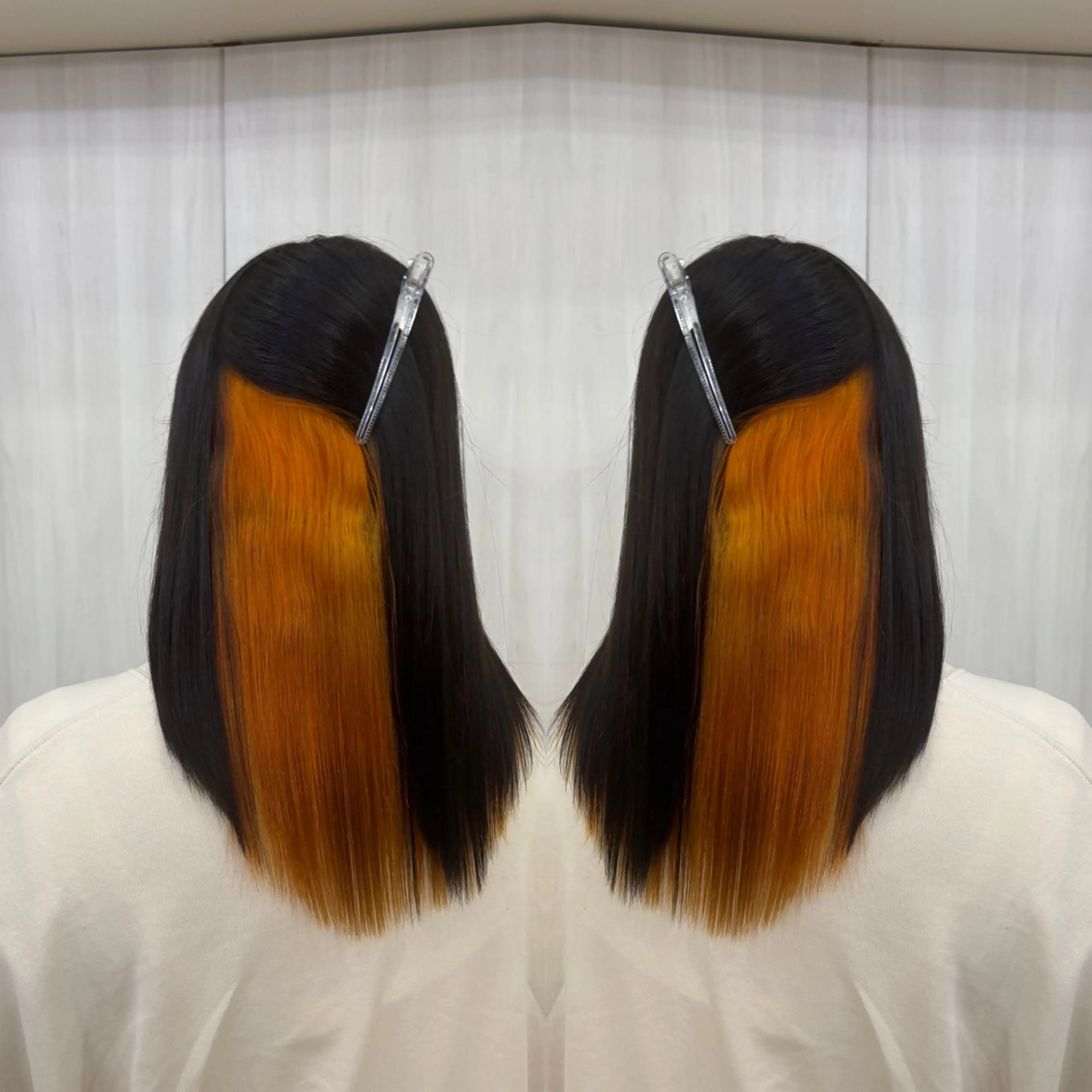 セミロング カラー カット ヘアカラー トリートメント 💎ハイトーン/艶 カラー モエカ💎のヘアスタイル