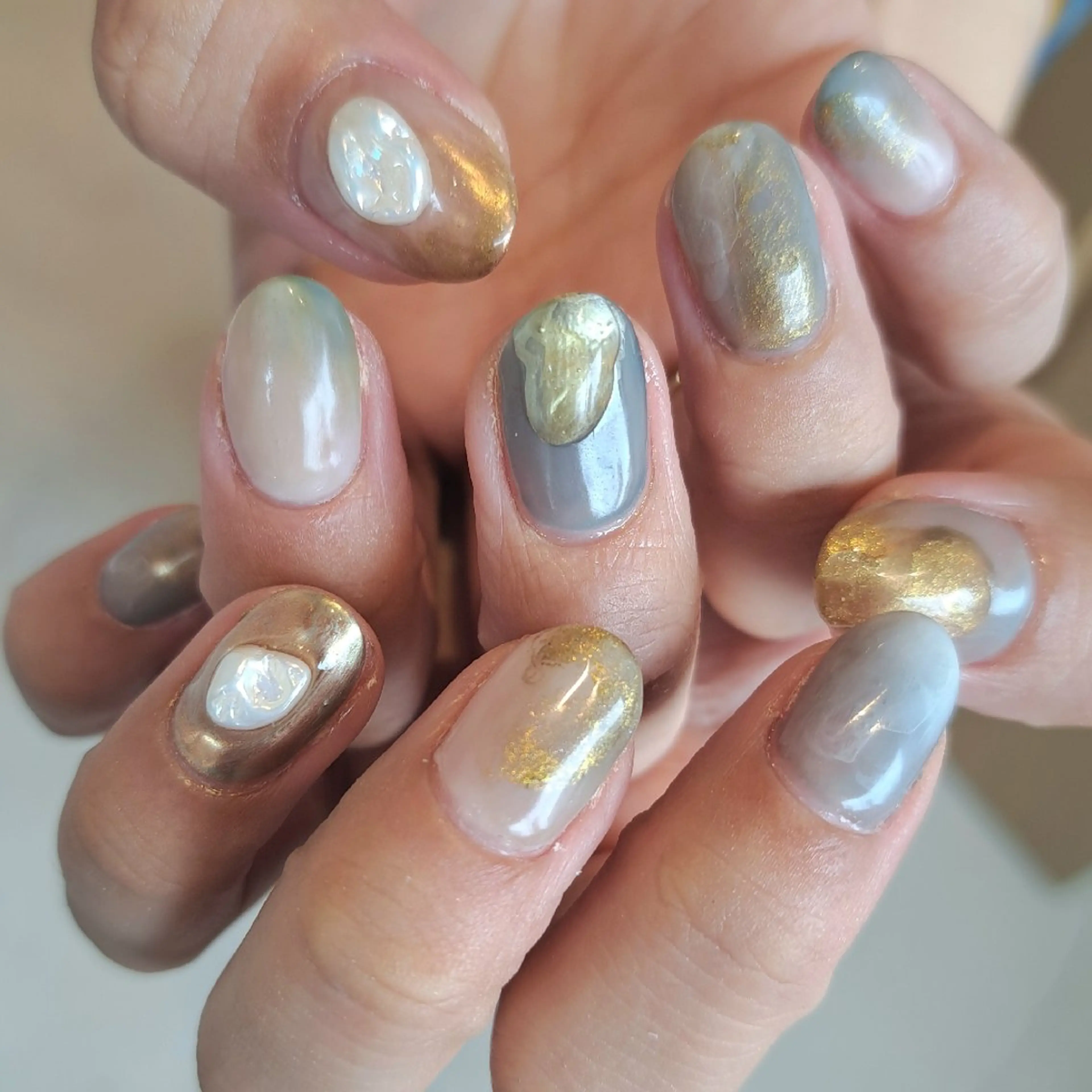 ネイル アートネイル ジェルネイル ミラーネイル 持ち込み ニュアンスネイル Nail mood デザイン持ち込みokのネイルデザイン