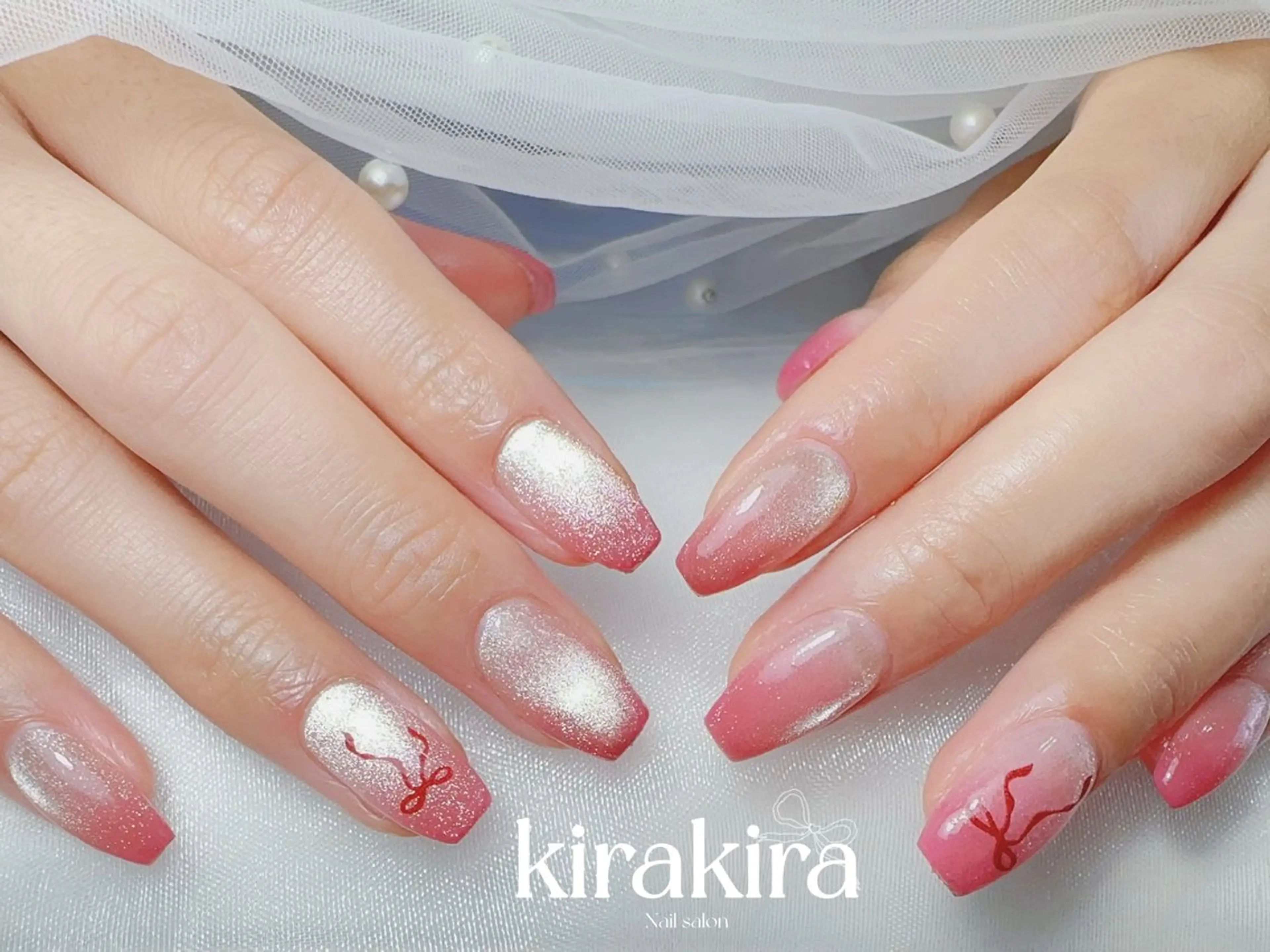 ネイル フットネイル キラキラネイル マグネットネイル ピンク シンプルネイル Kirakira Nail salonのネイルデザイン