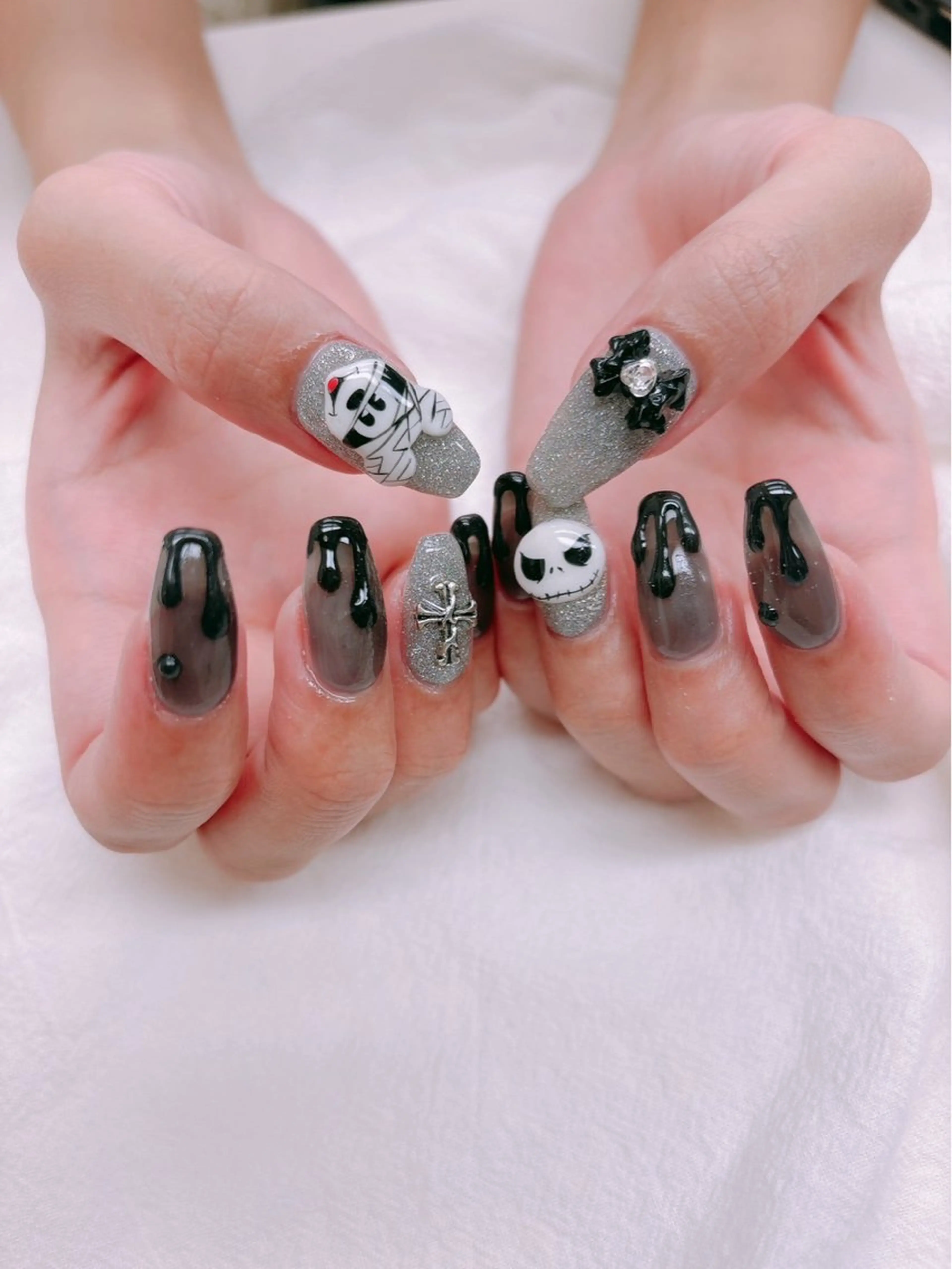 ロング ハロウィン 韓国風ヘア ハンドネイル nail jaol池袋店所属・ネイルJaol 池袋のネイルデザイン