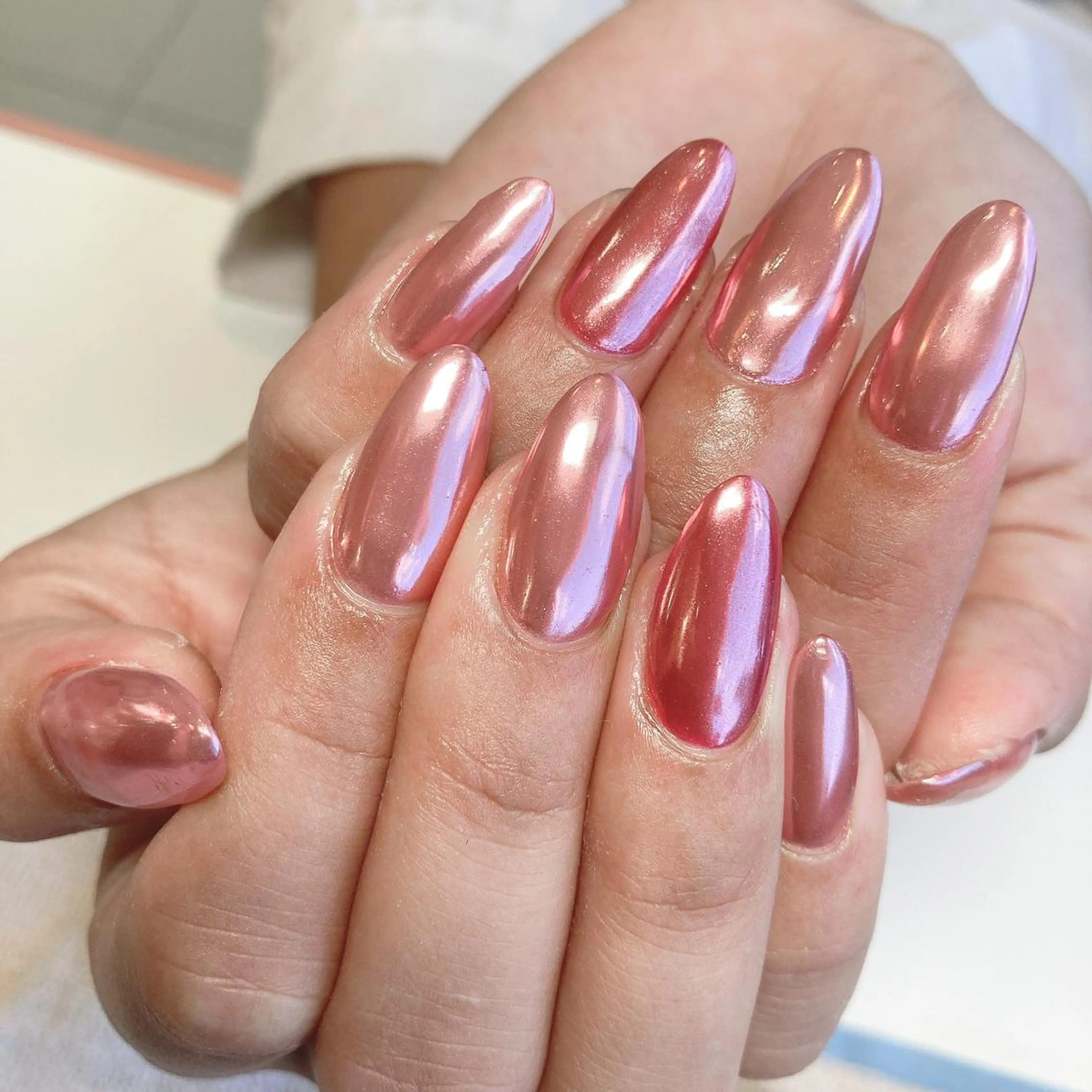 ネイル ミラーネイル ピンク スカルプネイル Nail salon Stellaのネイルデザイン