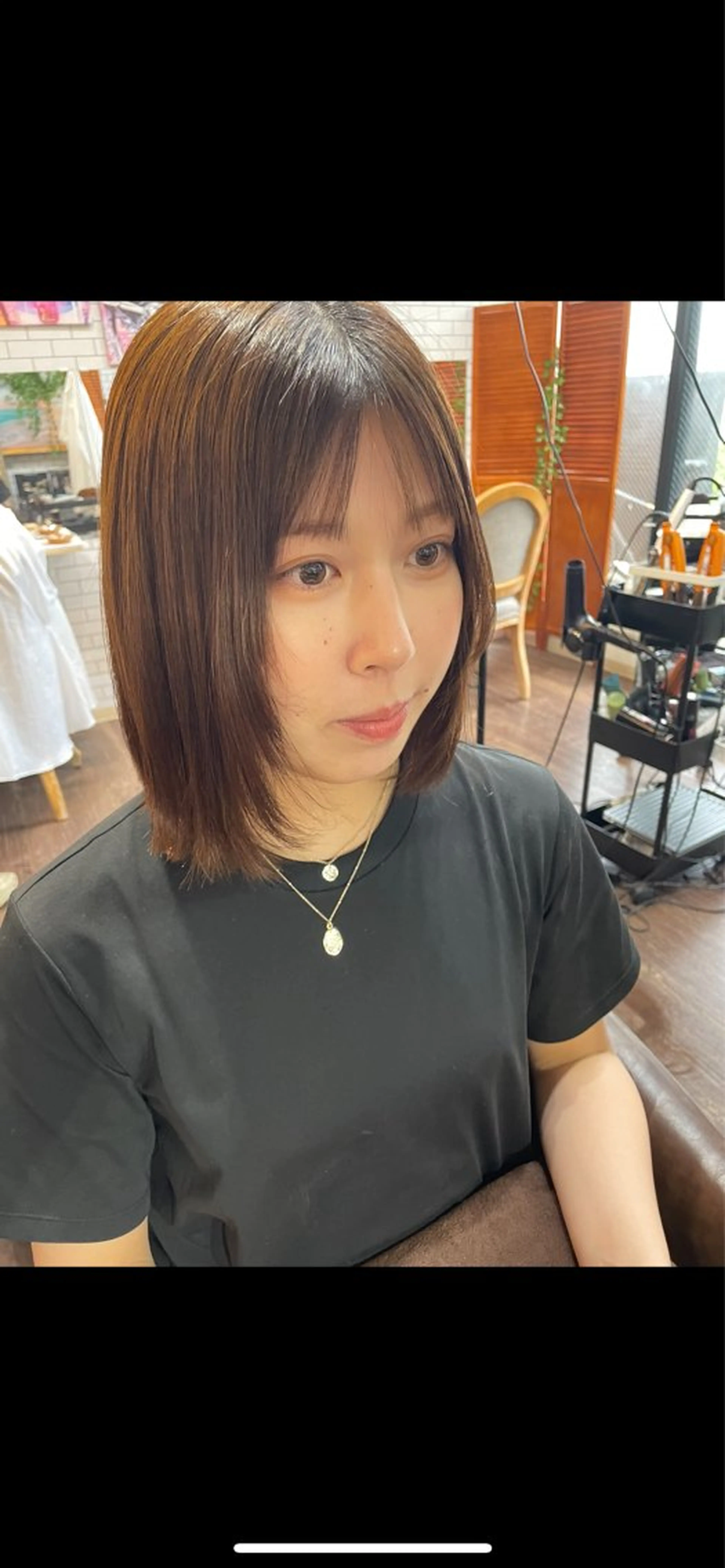 ミディアム 顔周りカット レイヤーカット 髪質改善カラー💛 NANOHAのヘアスタイル