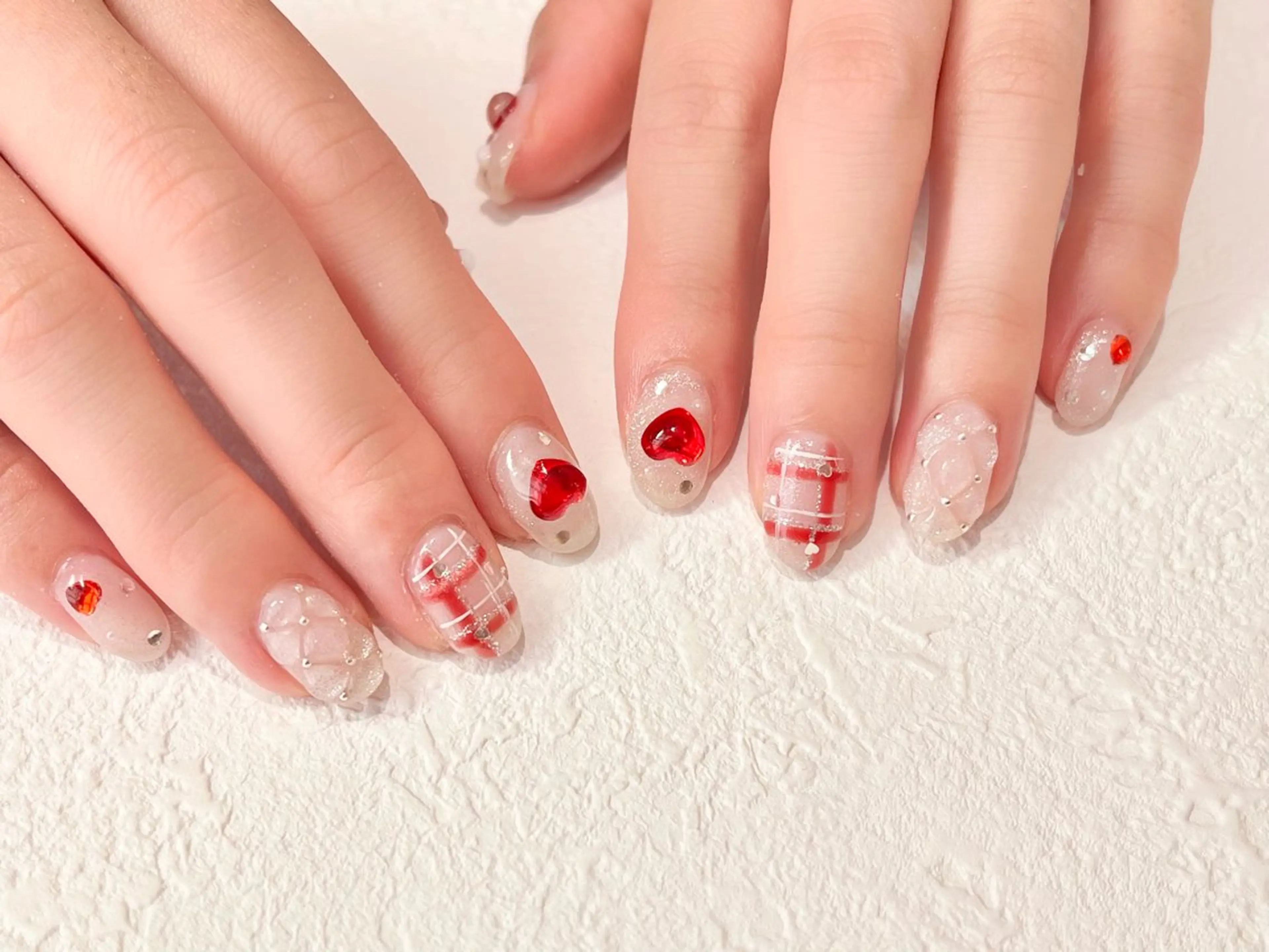 ネイル ハート 持ち込み 赤色 ハンドネイル EASTHAM 後藤百香のネイルデザイン