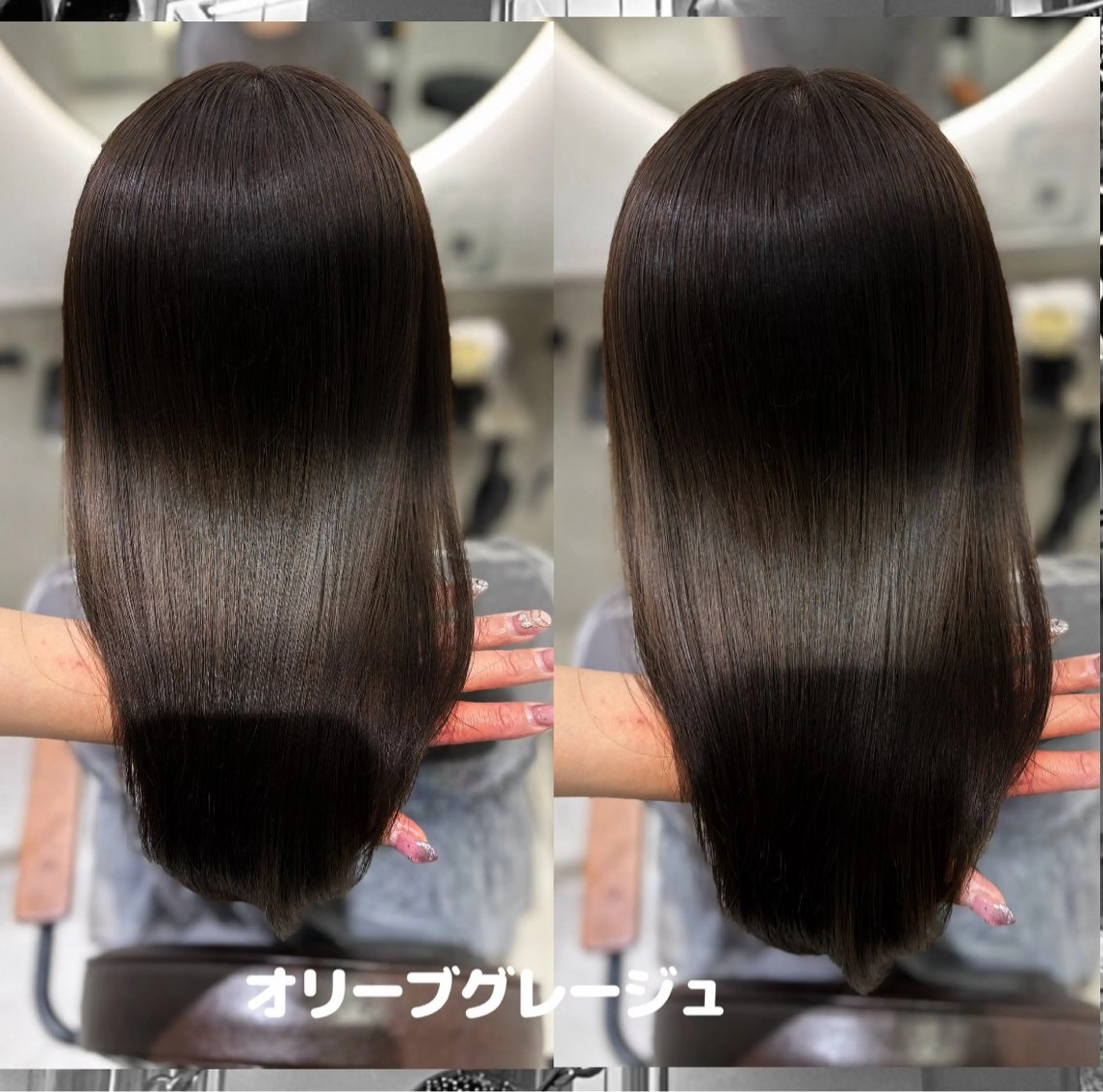 セミロング カラー ヘアアレンジ 透明感カラー グレージュ オリーブグレージュ オリーブグレー カット ヘアカラー トリートメント 🎀トップスタイリ スト湯川響🎀のヘアスタイル