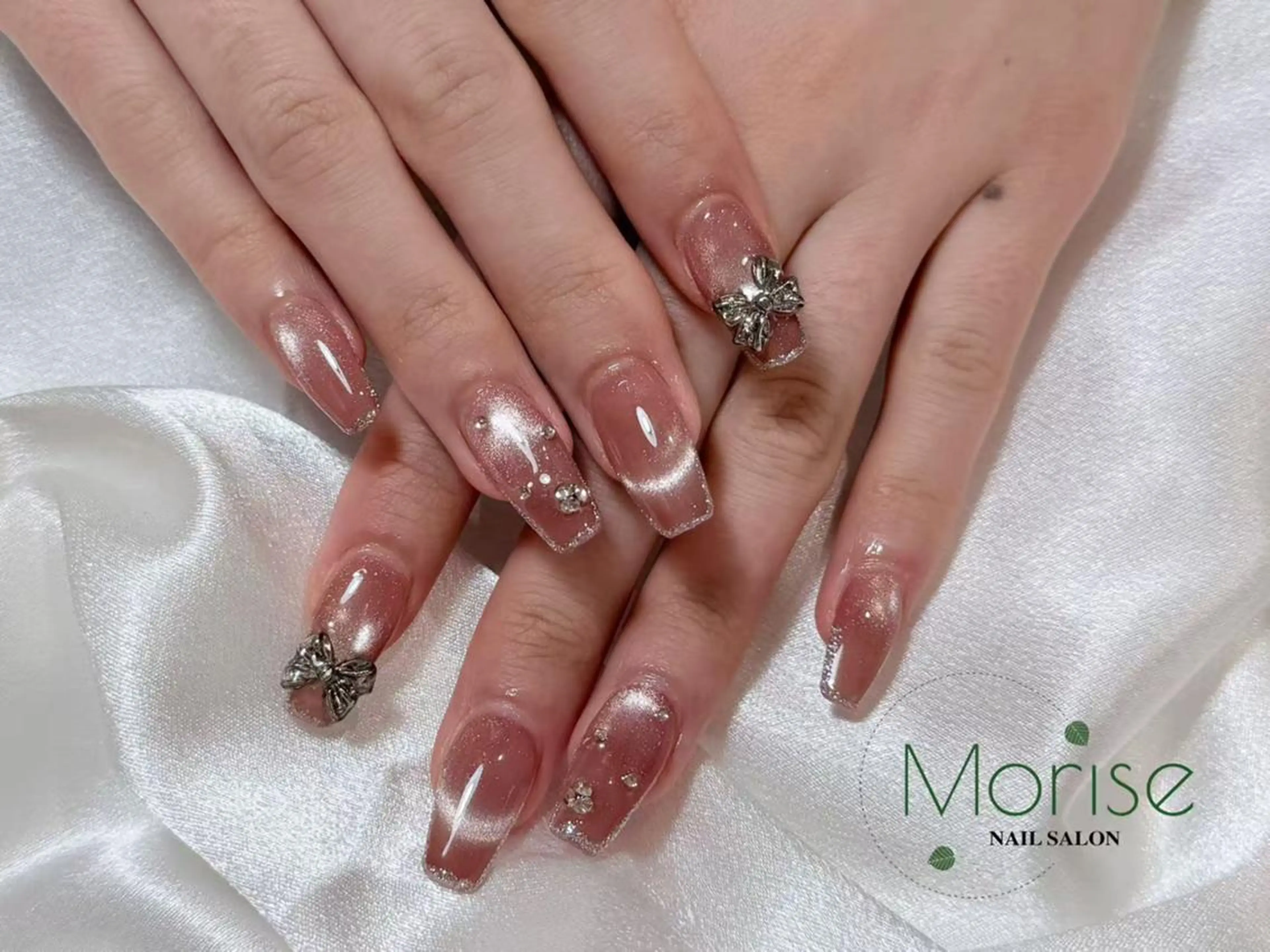 ネイル チークネイル 長さ出し フレンチネイル ジェルネイル マグネットネイル ハンドネイル ハンドケア MoriseNail 原宿店のネイルデザイン