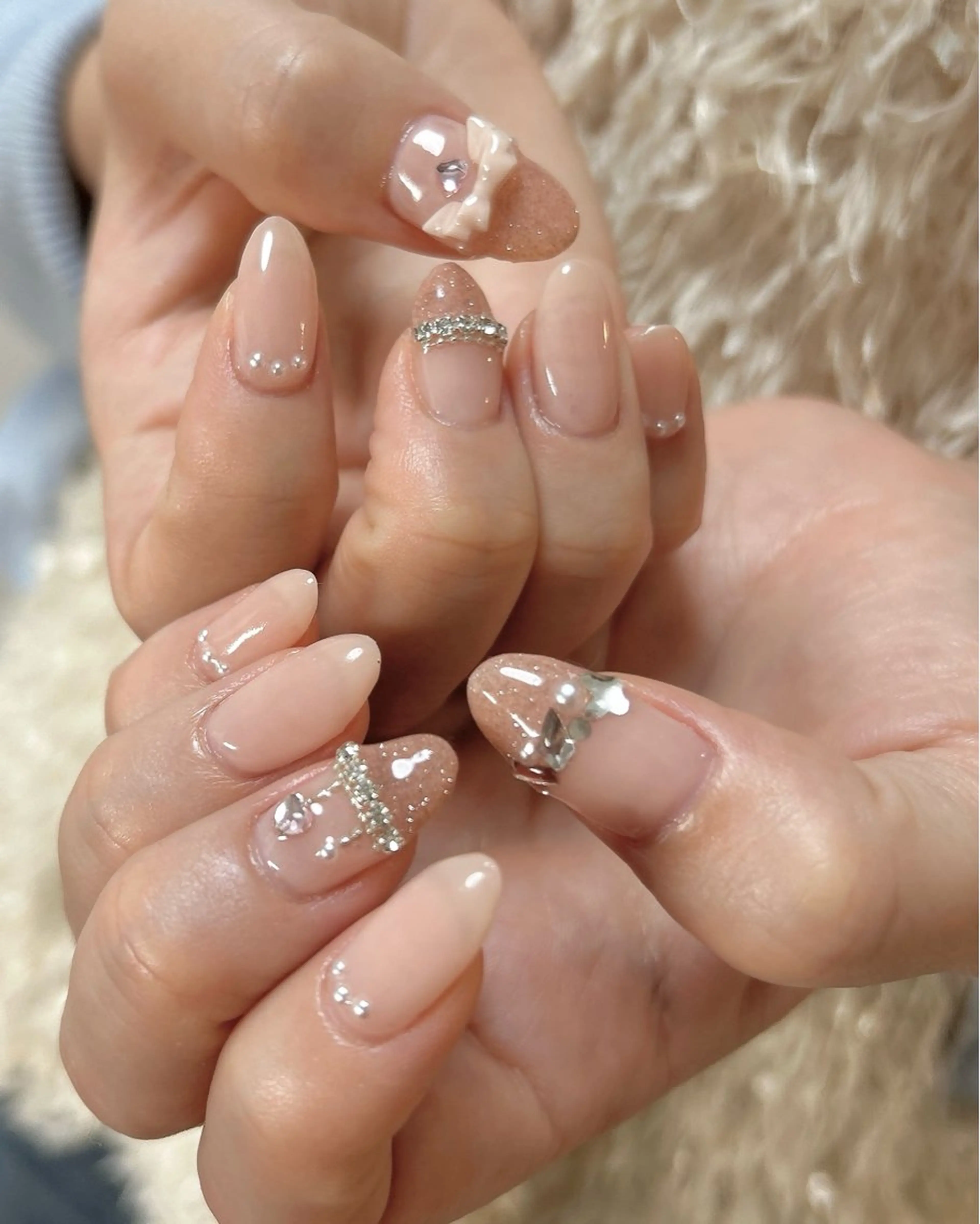 ネイル キラキラネイル ハンドネイル ten nail salon　かえでのネイルデザイン