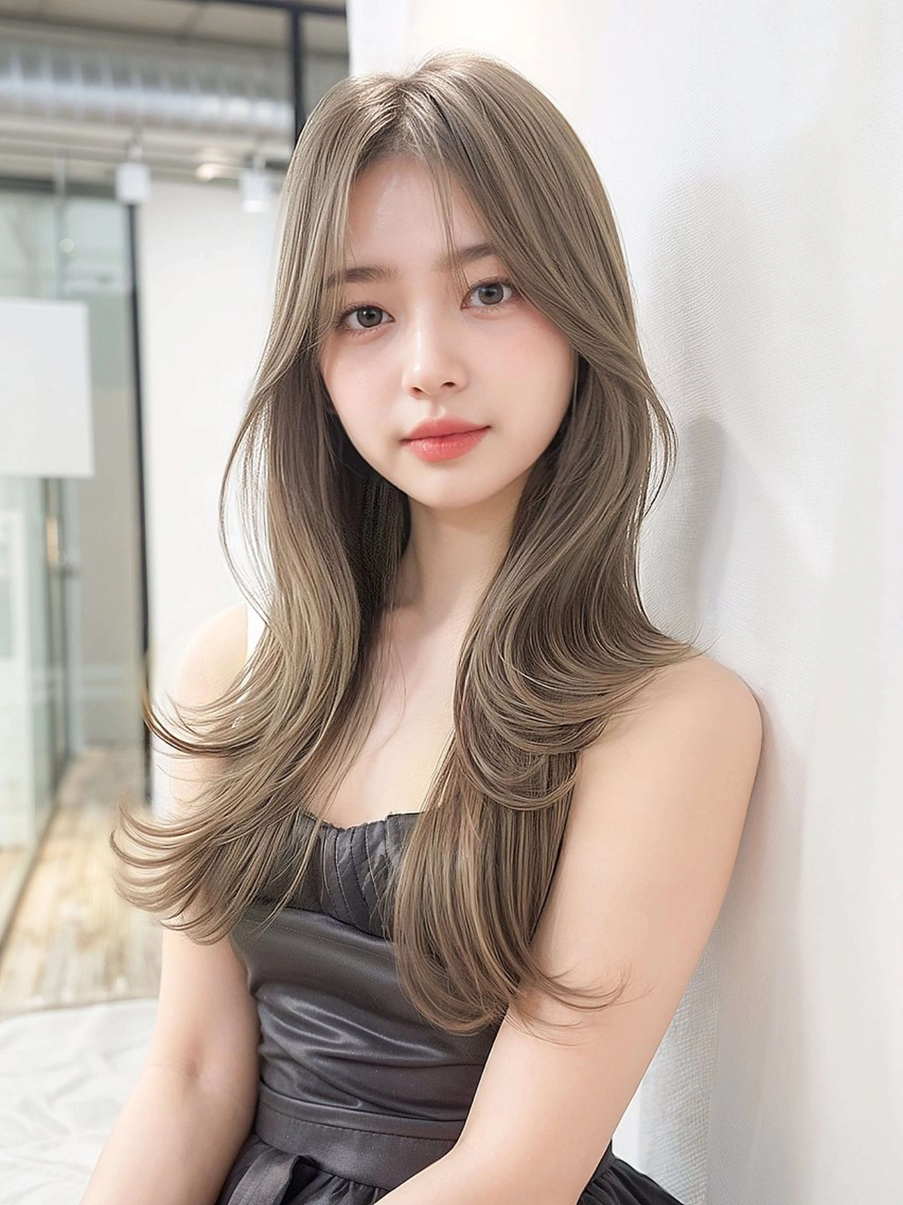 ロング カラー 髪質改善韓国コテ巻き パーマ/城井友輔のヘアスタイル