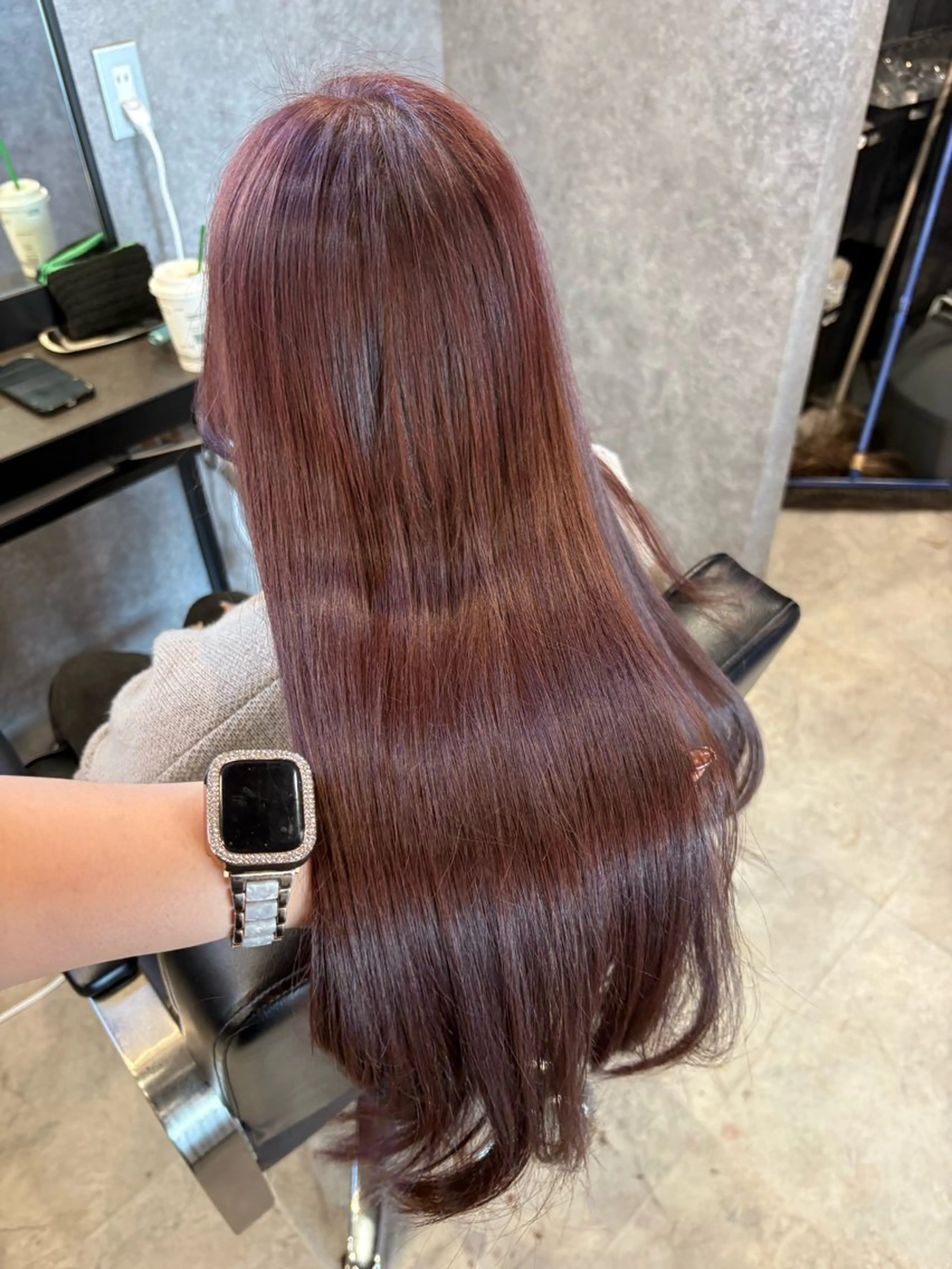 ロング ピンクブラウン 髪質改善 トリートメント ink mocaのヘアスタイル