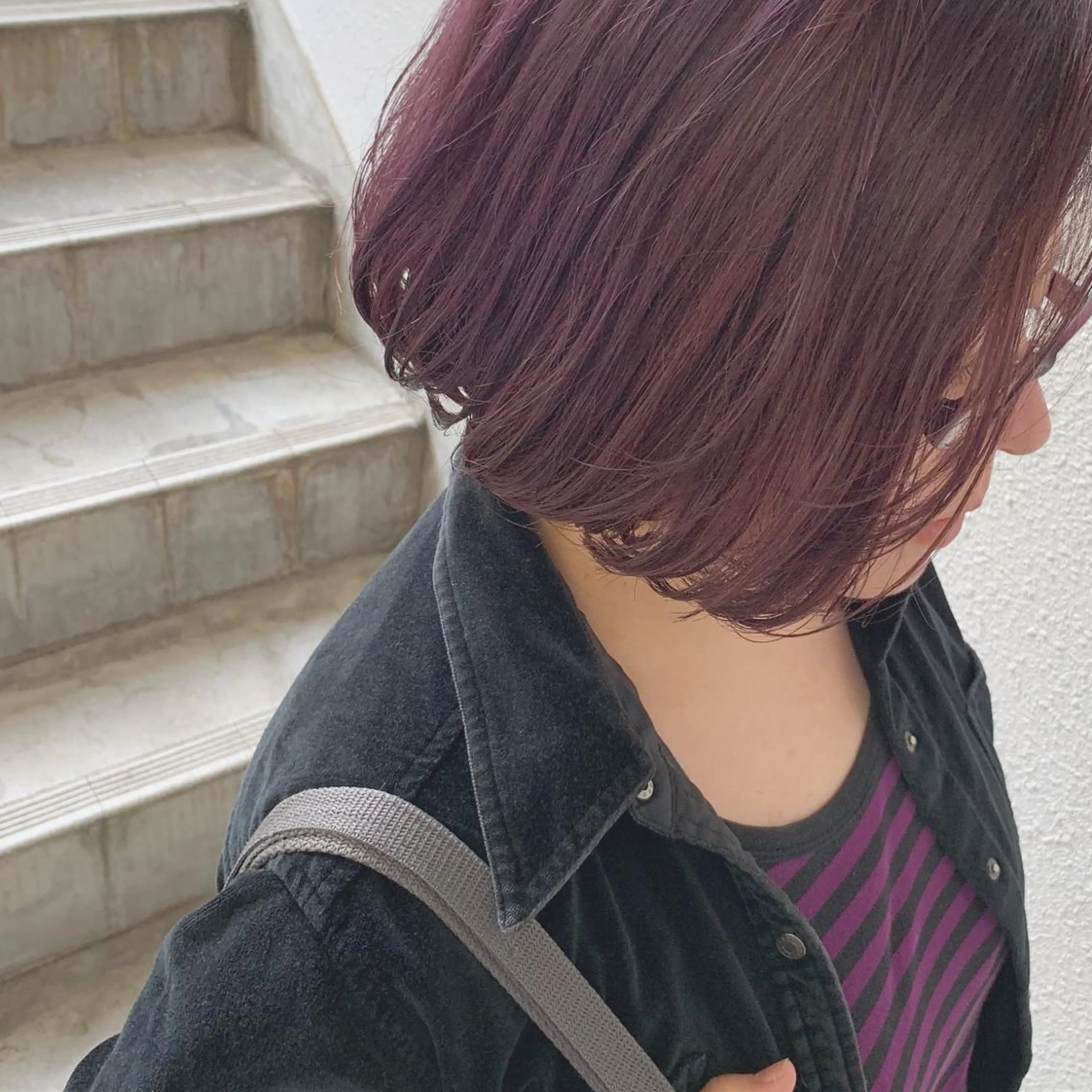 ショート カラー ブリーチ パープルカラー インナーカラー/天神 ブリーチ/吉田のヘアスタイル