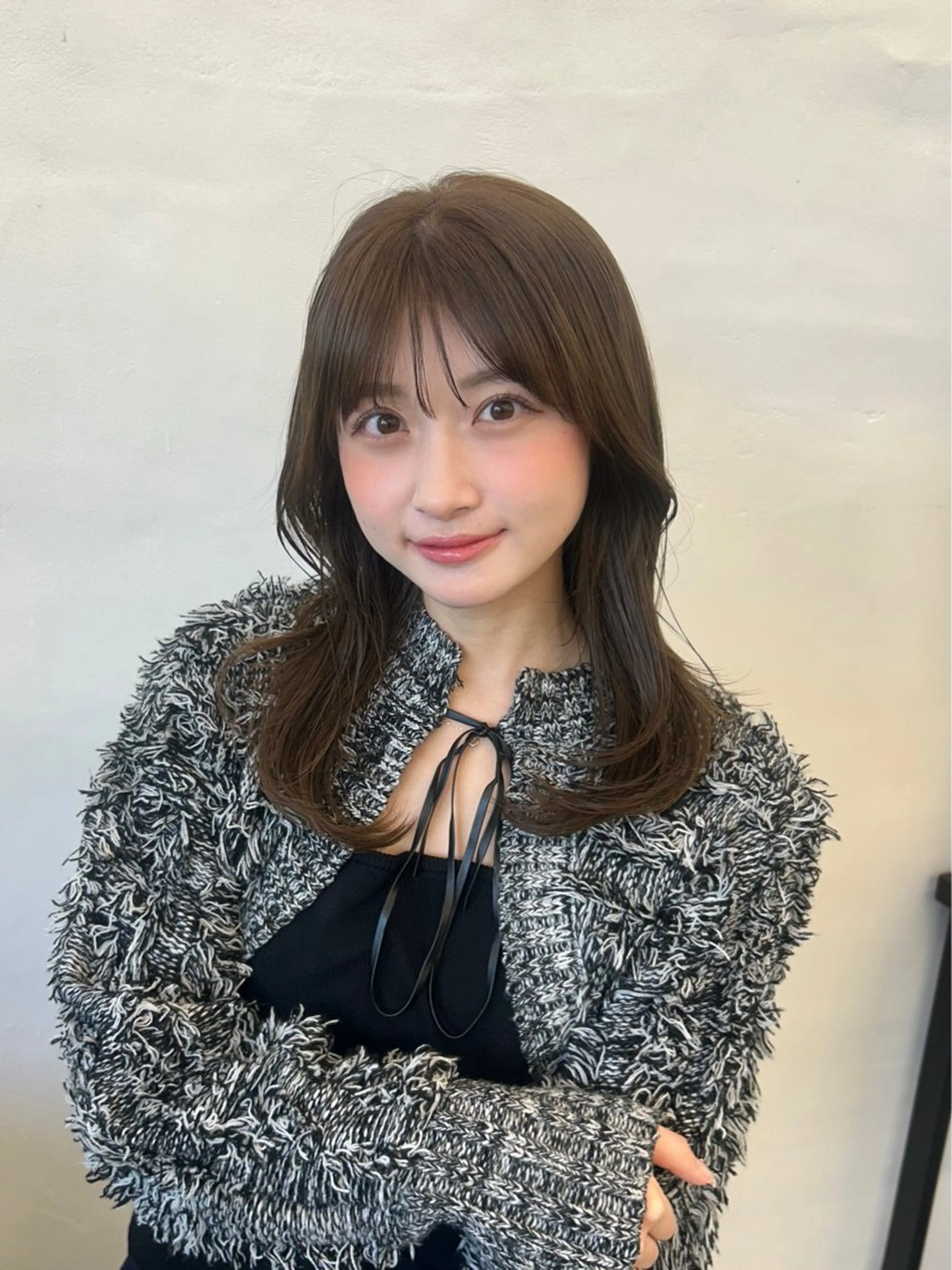 セミロング カラー レイヤー/ボブ/透明 感カラー/佐藤奈由のヘアスタイル