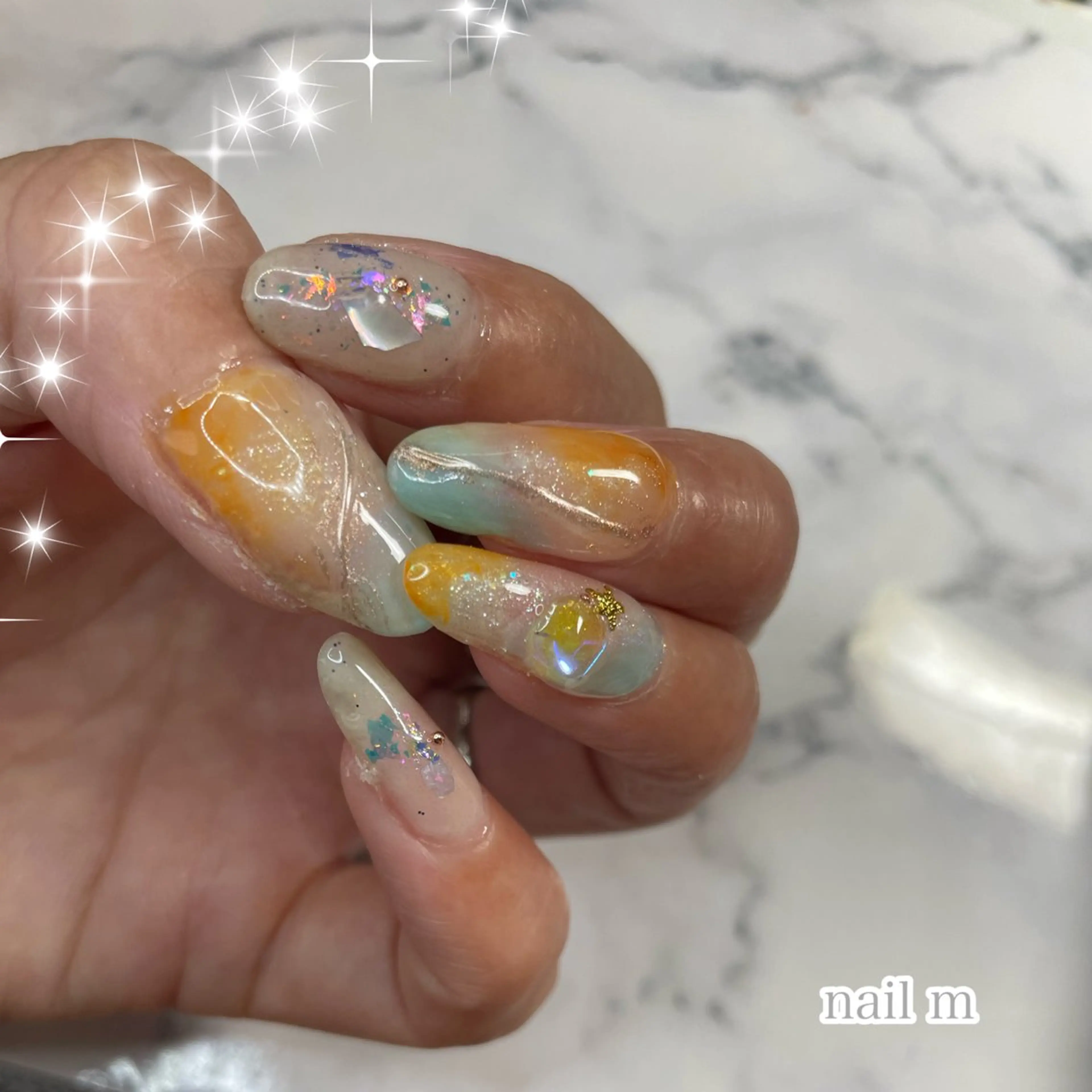 ネイル オーロラネイル ミラーネイル ニュアンスネイル 夏ネイル NAIL★M 真紀のネイルデザイン